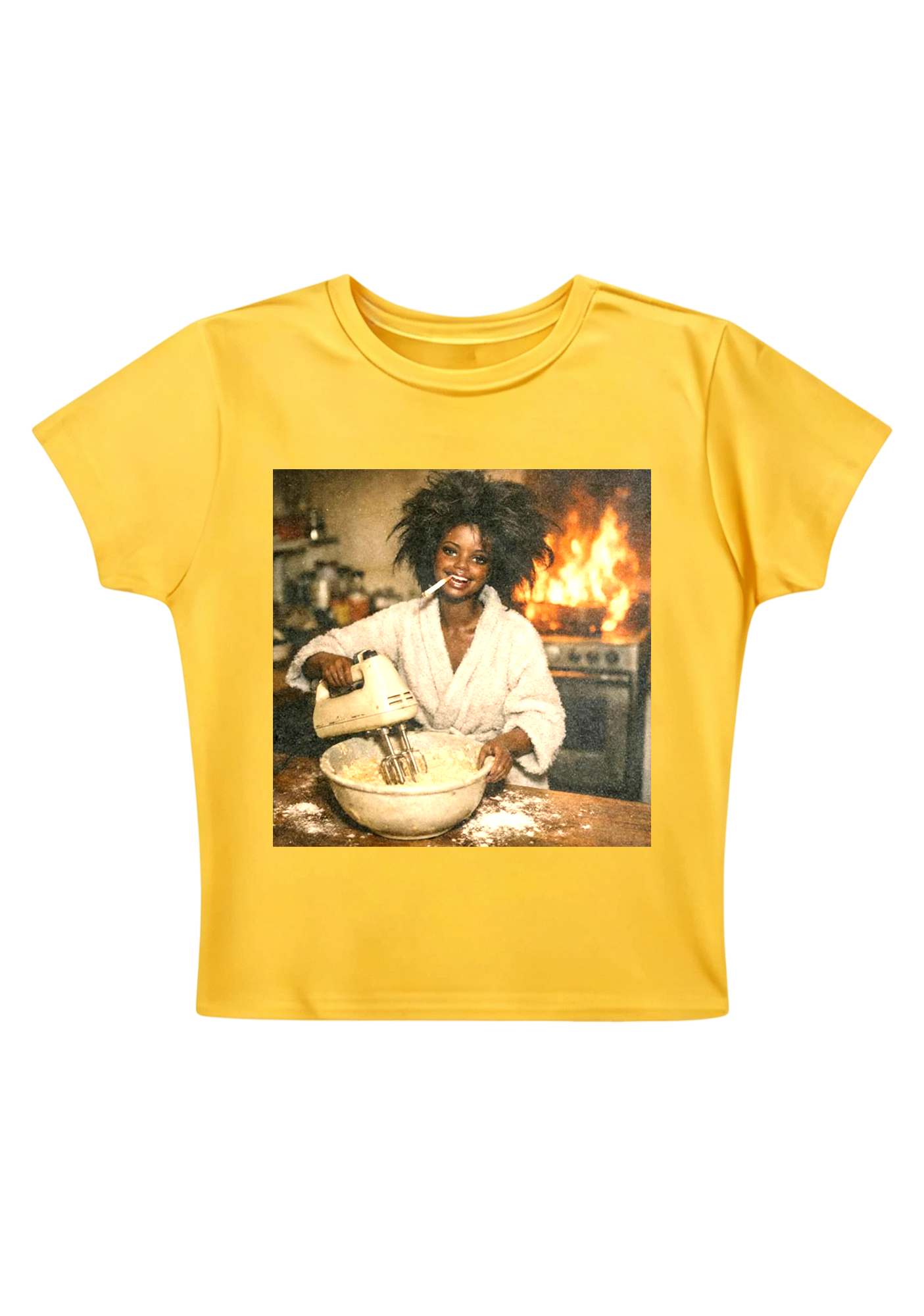 Fire Baker Funny Print Y2K Baby Tee