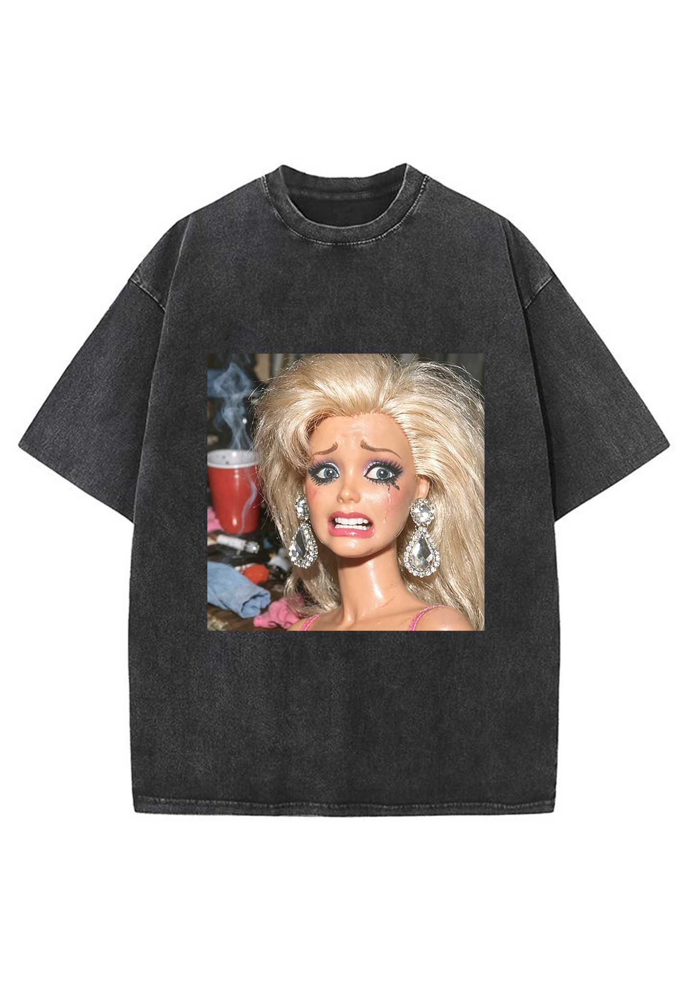 Crying Party Barbie Meme Washed Tee