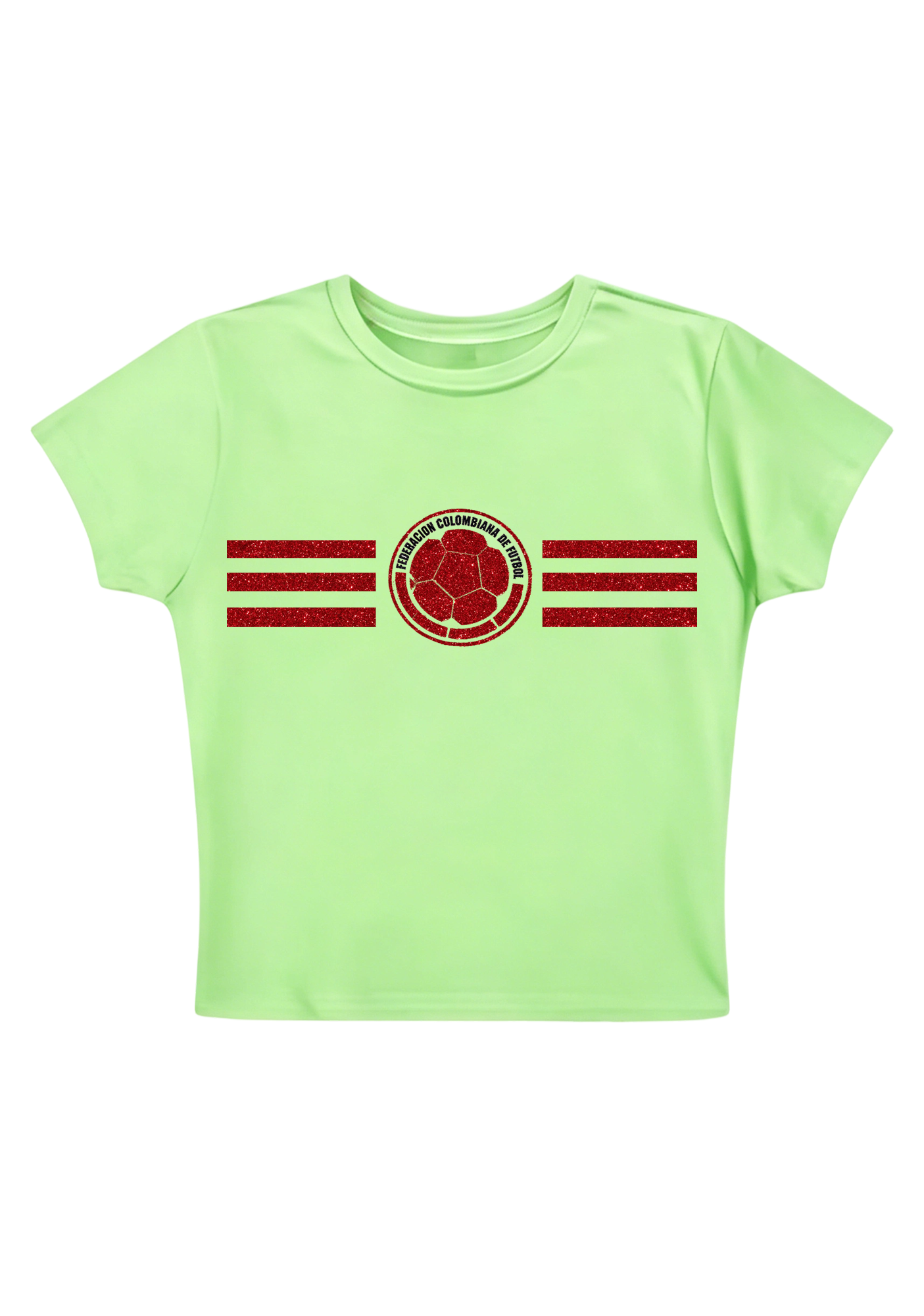 Colombia Football Red Glitter Y2K Baby Tee