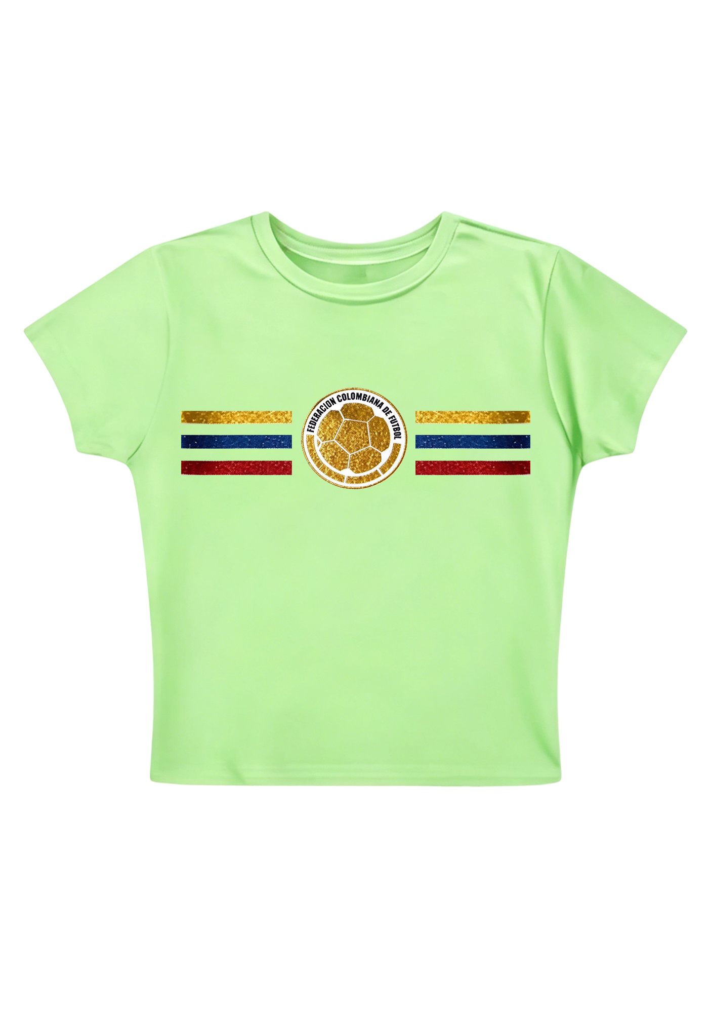 Colombia Football Flag Glitter Y2K Baby Tee