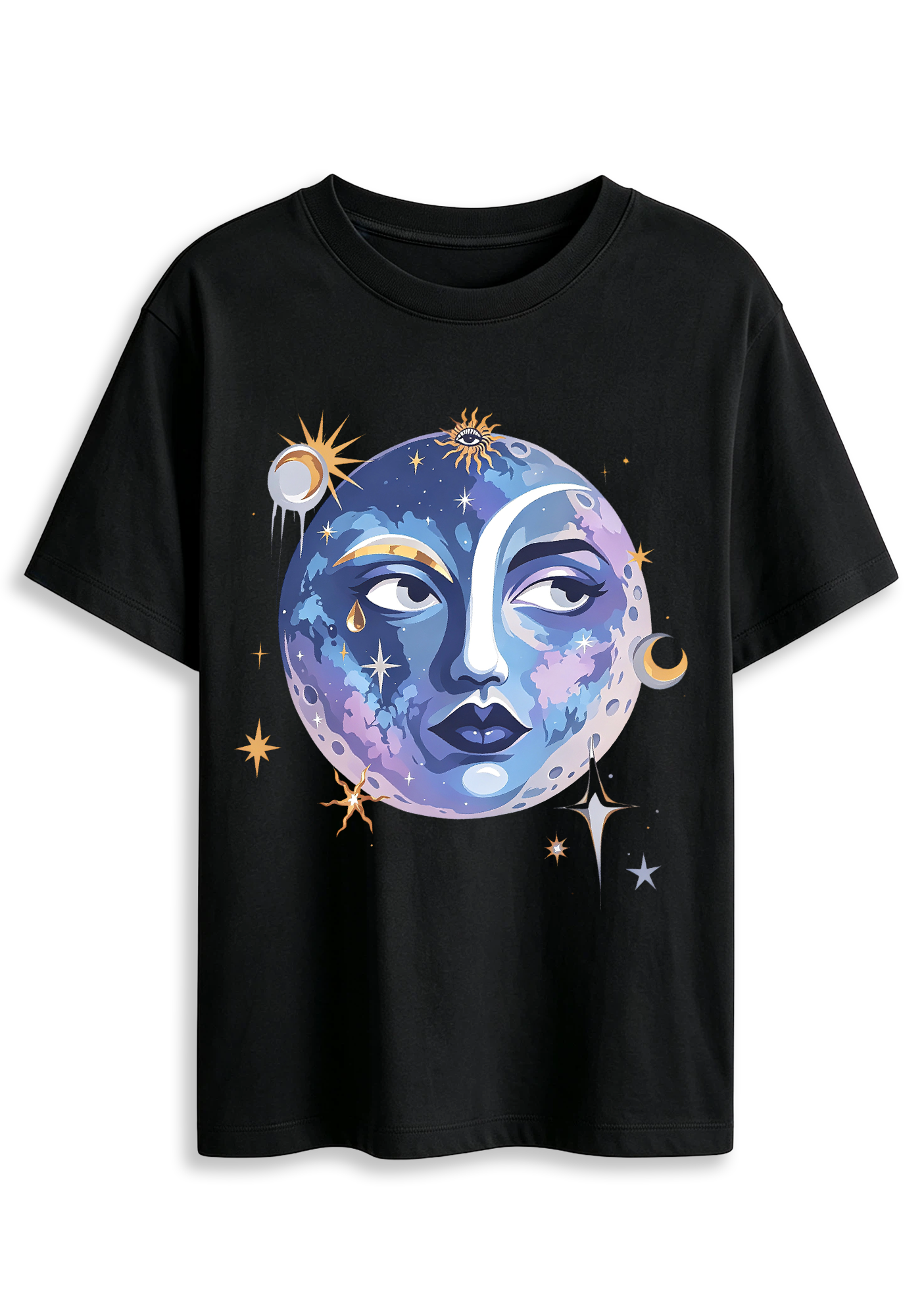 Purple Blue Planet Star Mystic Casual Graphic T-Shirt