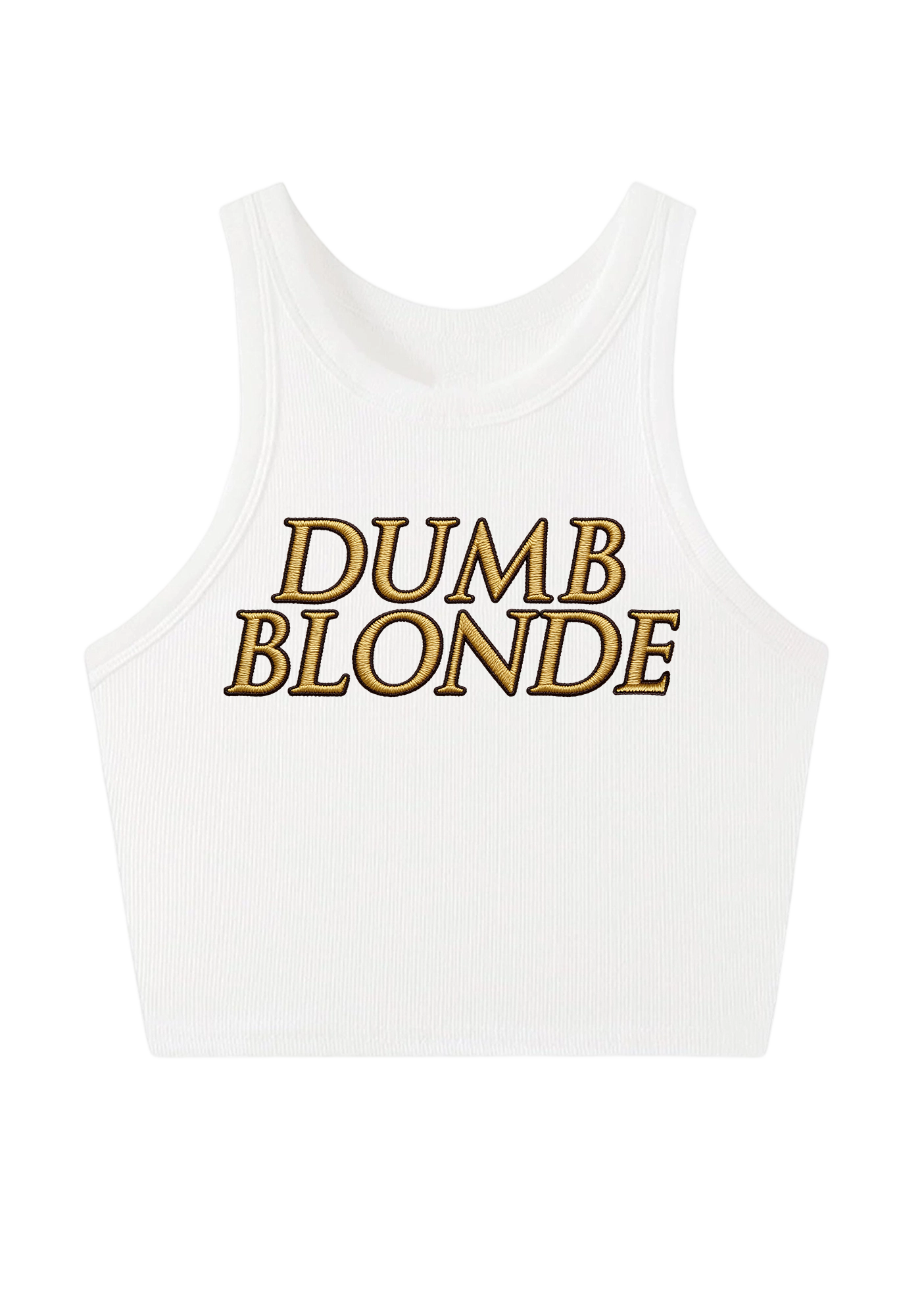 Dumb Blonde Embroidery Y2K Crop Tank Top
