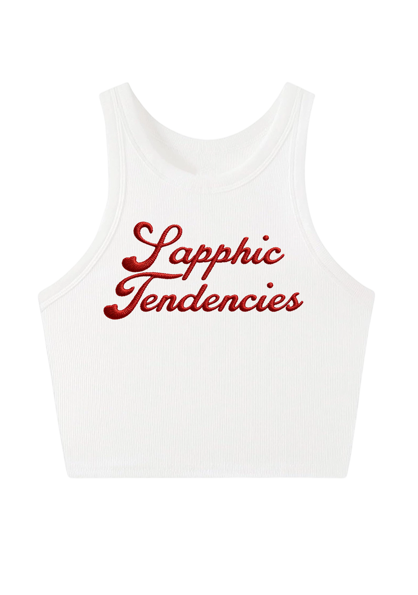 Sapphic Tendencies Embroidery Y2K Crop Tank Top