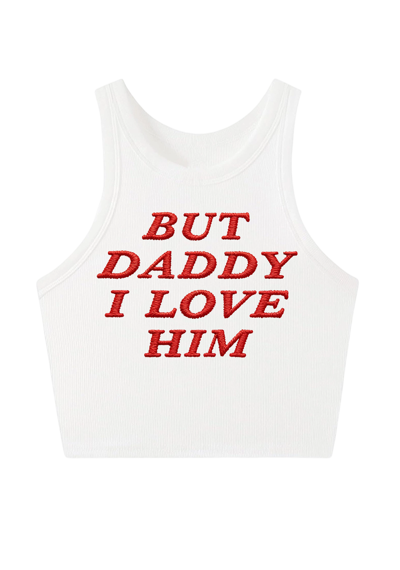 Daddy l love him Embroidery Y2K Crop Tank Top