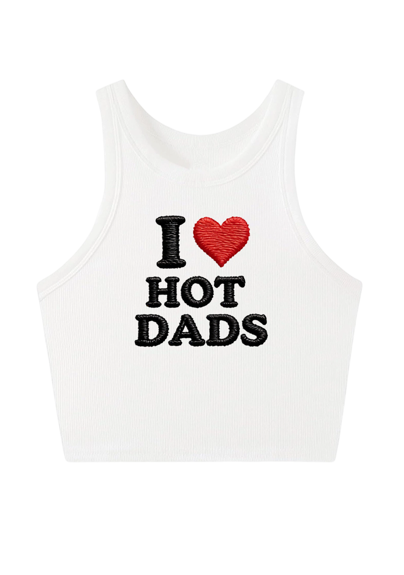 l love Hot Dad Embroidery Y2K Crop Tank Top