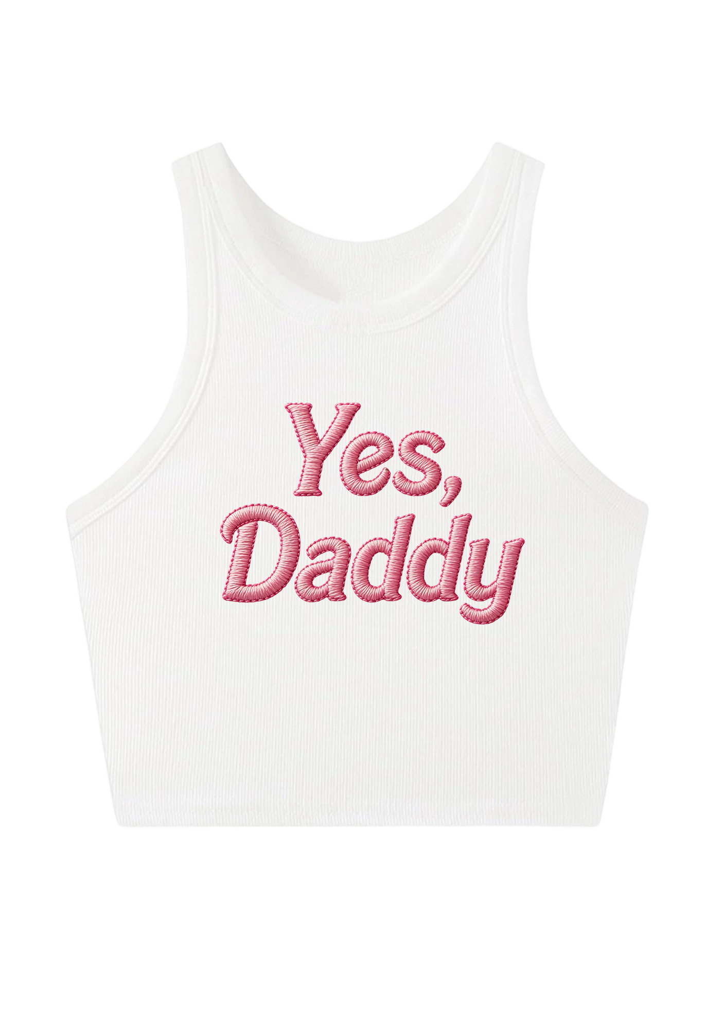  love Hot Dad Embroidery Y2K Crop Tank Top