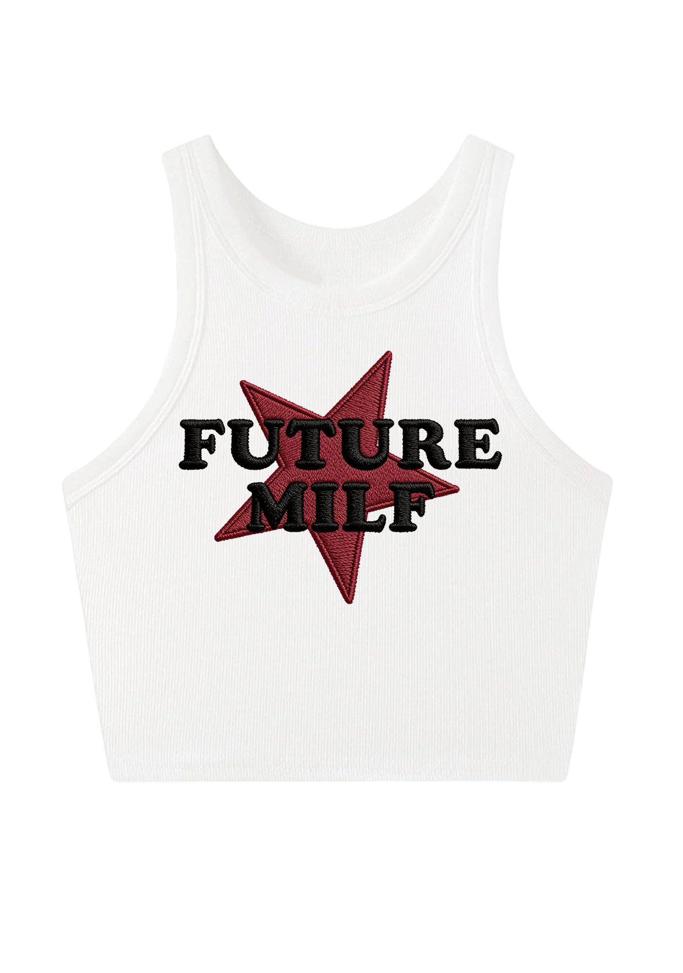 Future Milf Embroidery Y2K Crop Tank Top