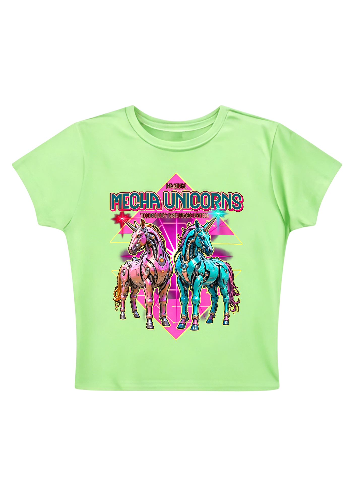 Magical Mecha Unicorns Y2K Baby Tee