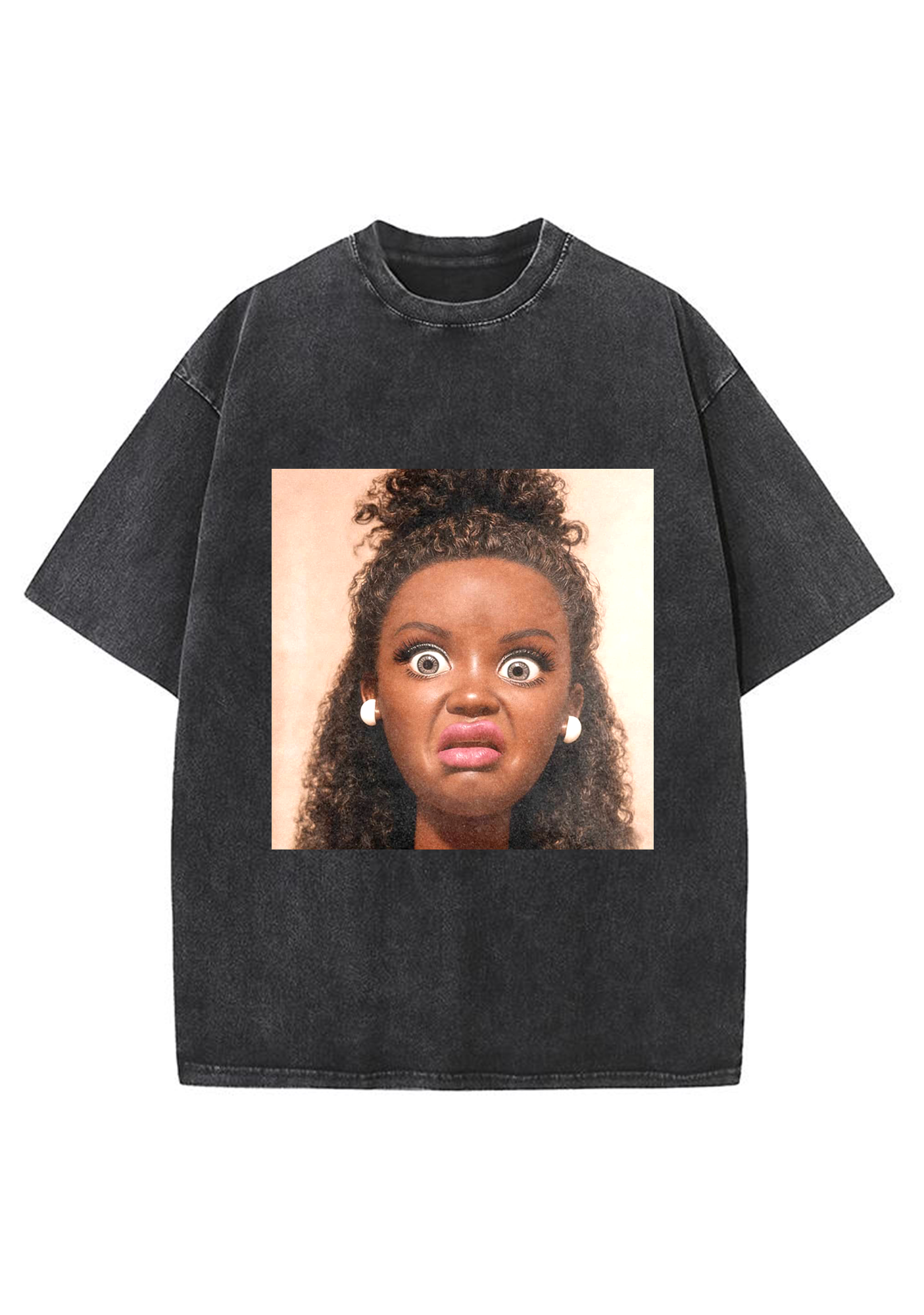 Shocked Face Doll Funny Washed Tee