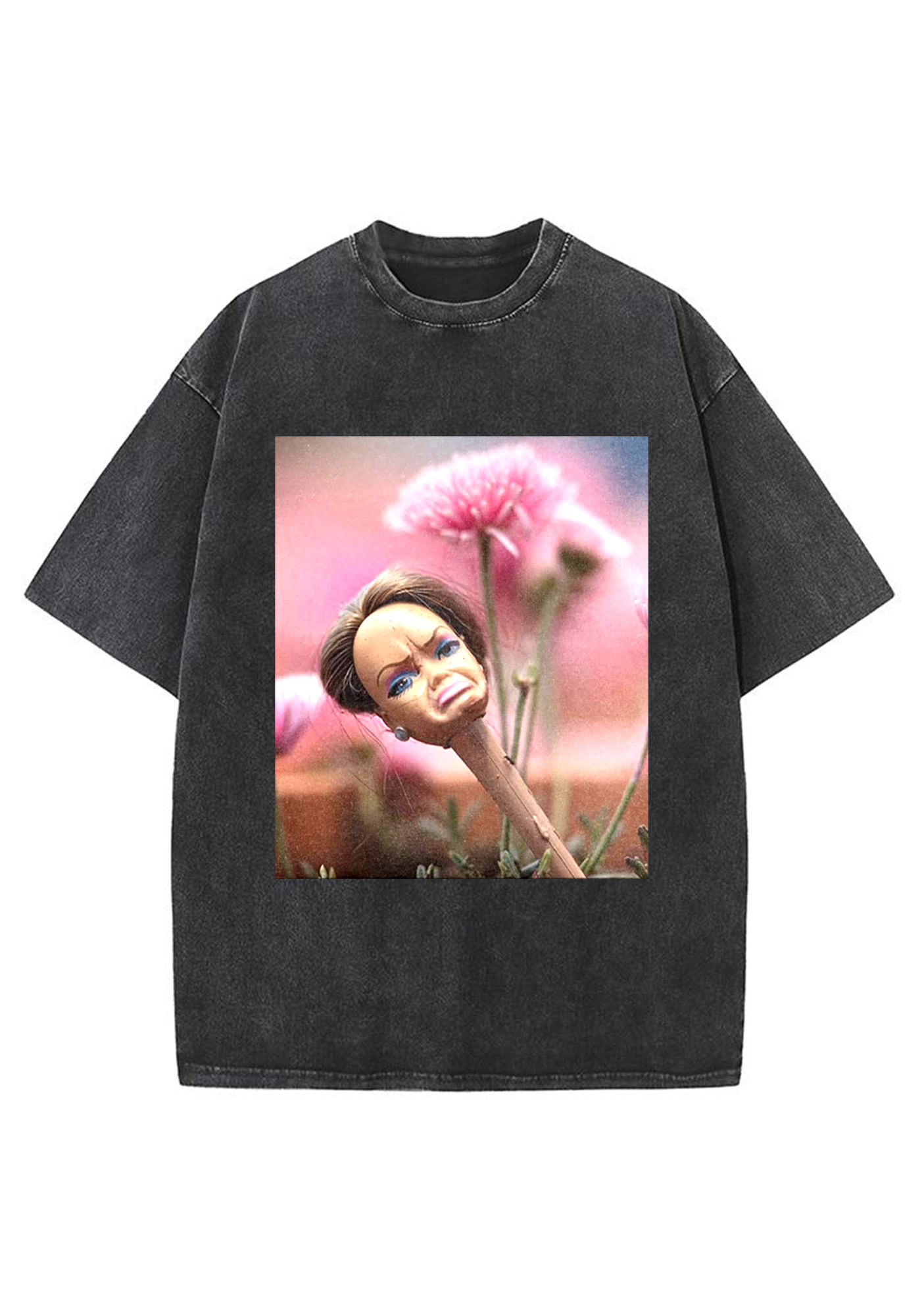 Pouty Barbie Flowerbed Meme Y2K Washed Tee