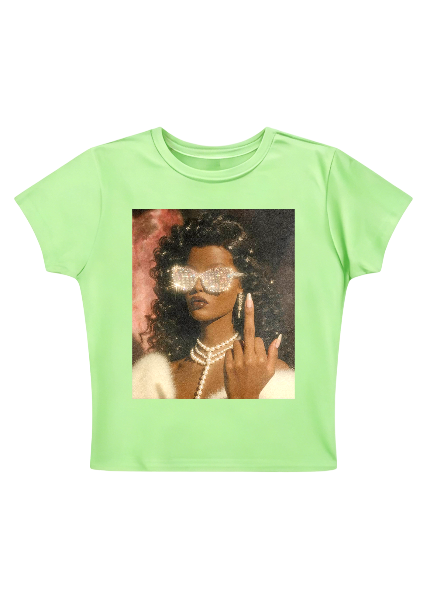 Diamond Shades Middle Finger Y2K Baby Tee