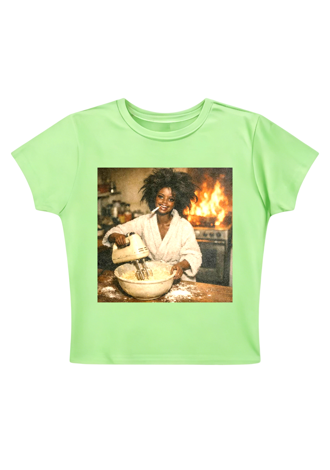 Fire Baker Funny Print Y2K Baby Tee