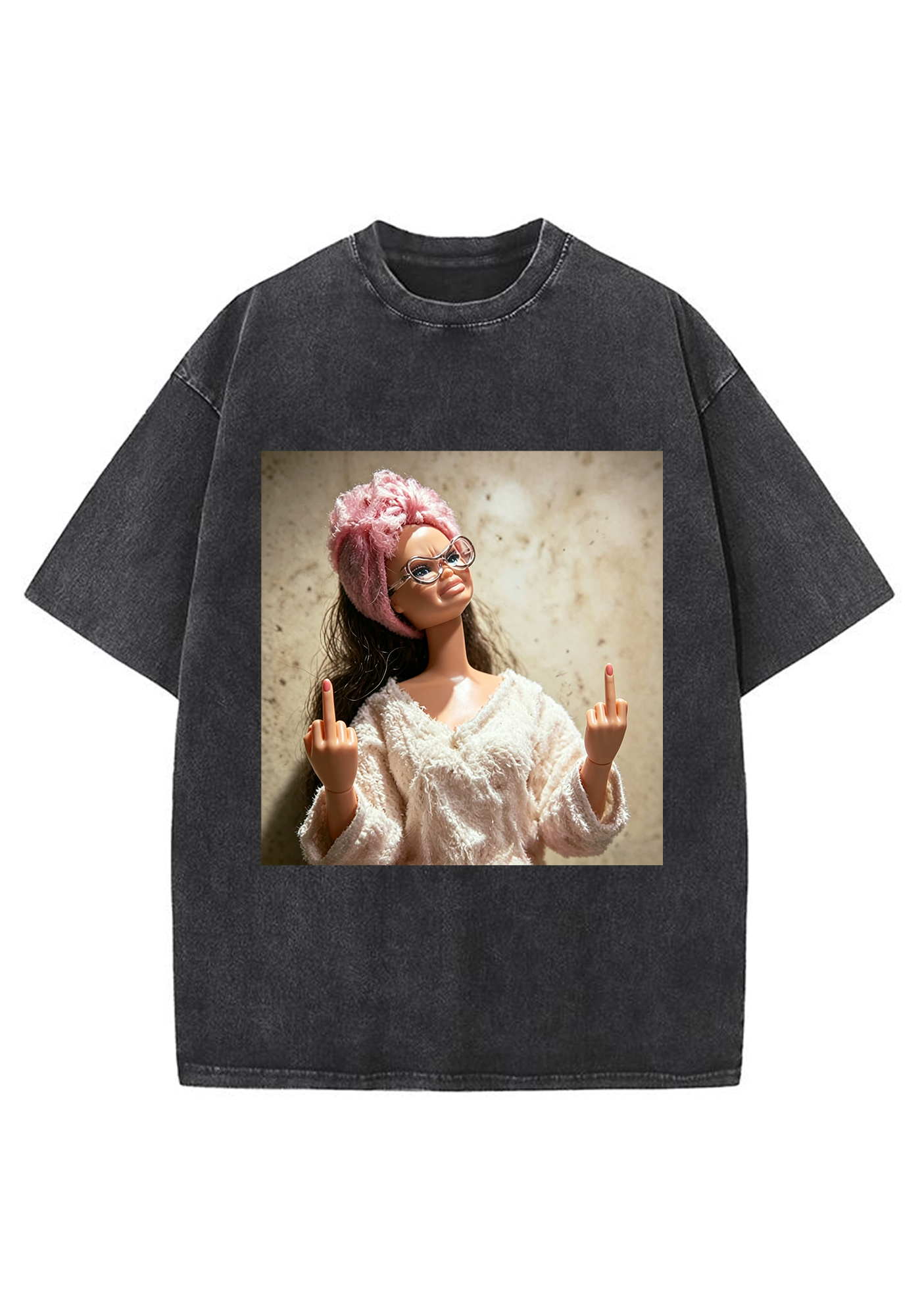 Middle Finger Barbie Doll Meme Washed T-Shirt