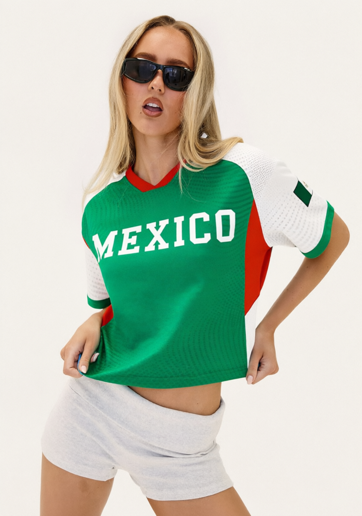 Retro Mexico National Team Fan Cropped Mesh Jersey Shirt