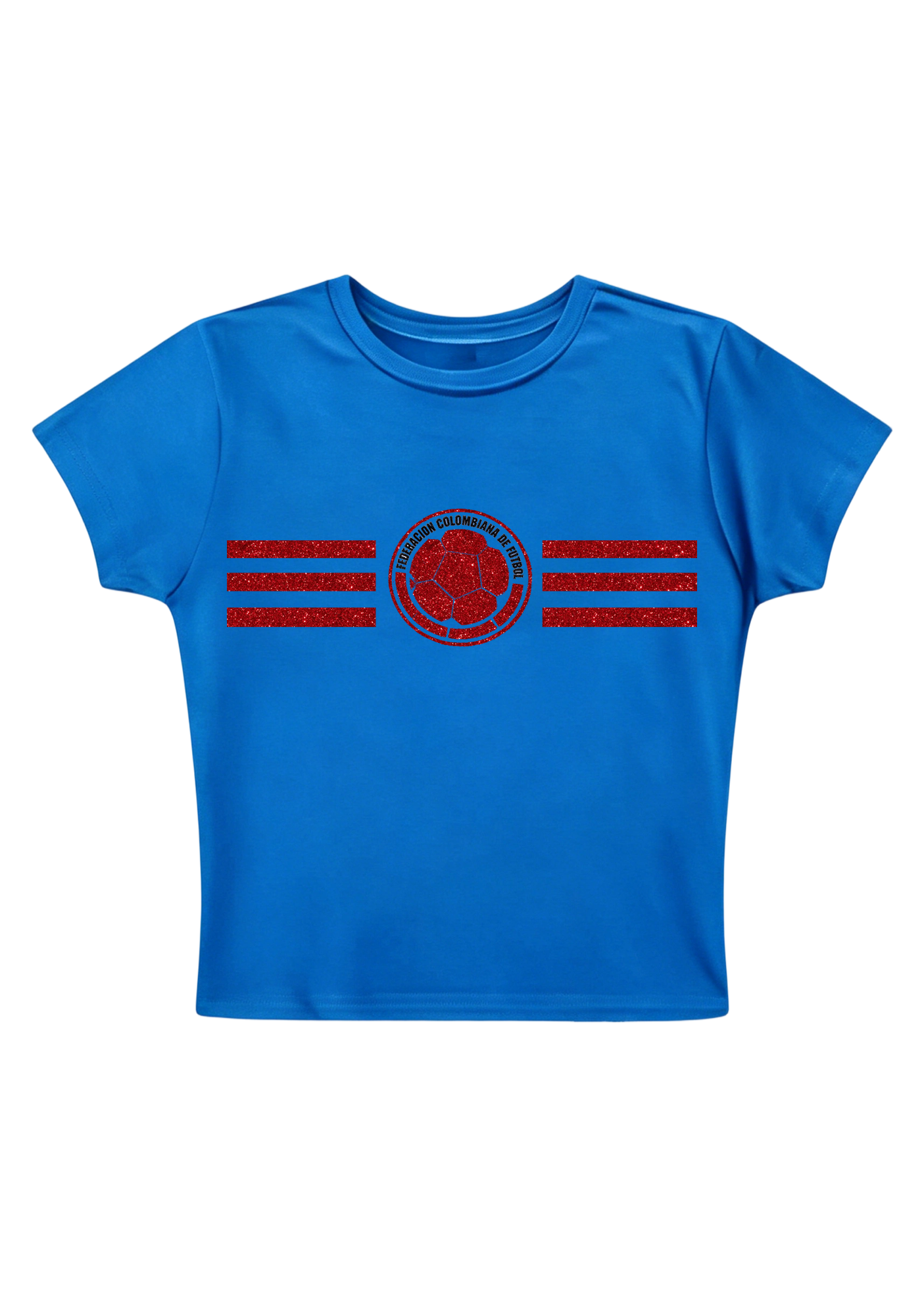 Colombia Football Red Glitter Y2K Baby Tee