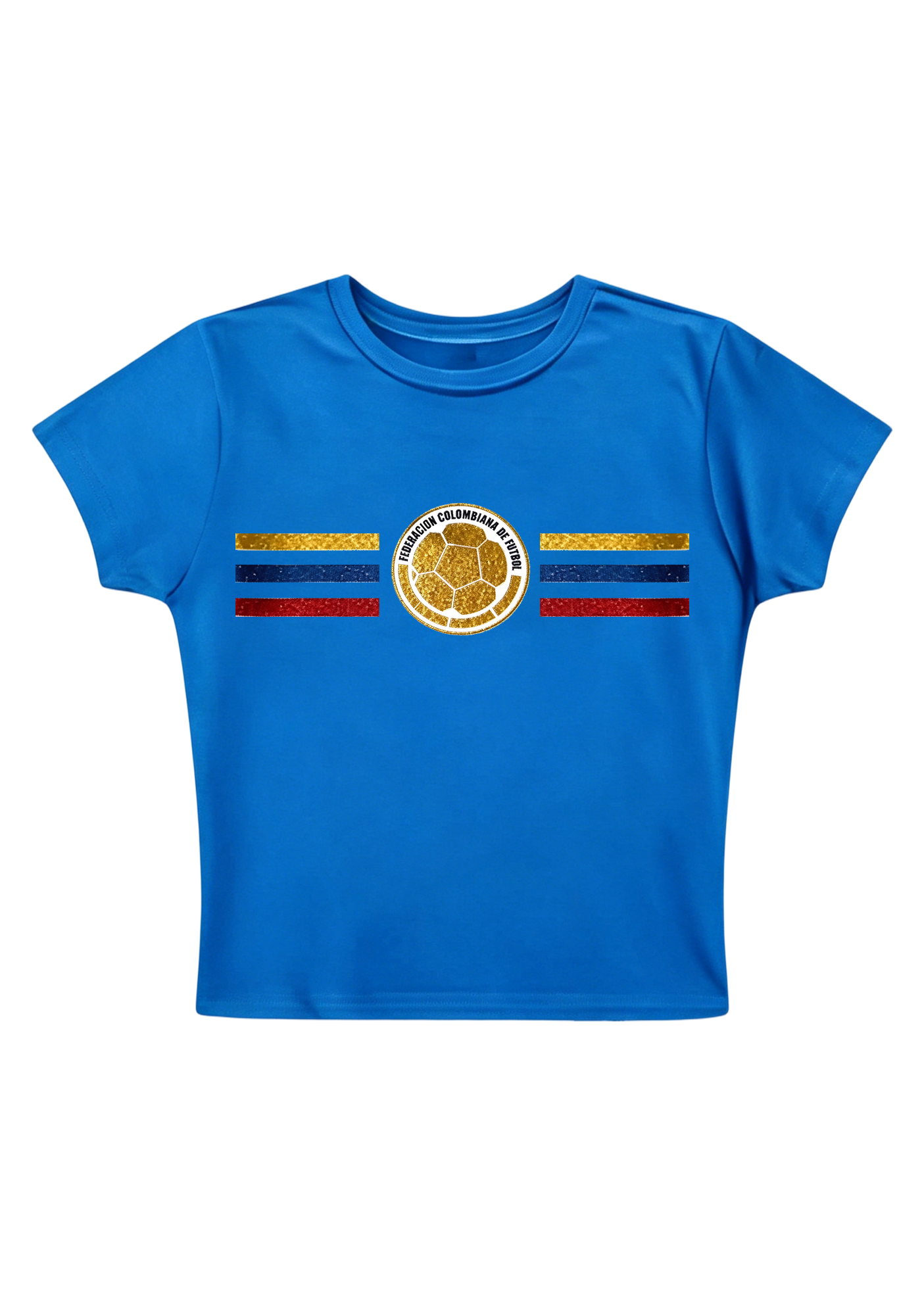 Colombia Football Flag Glitter Y2K Baby Tee