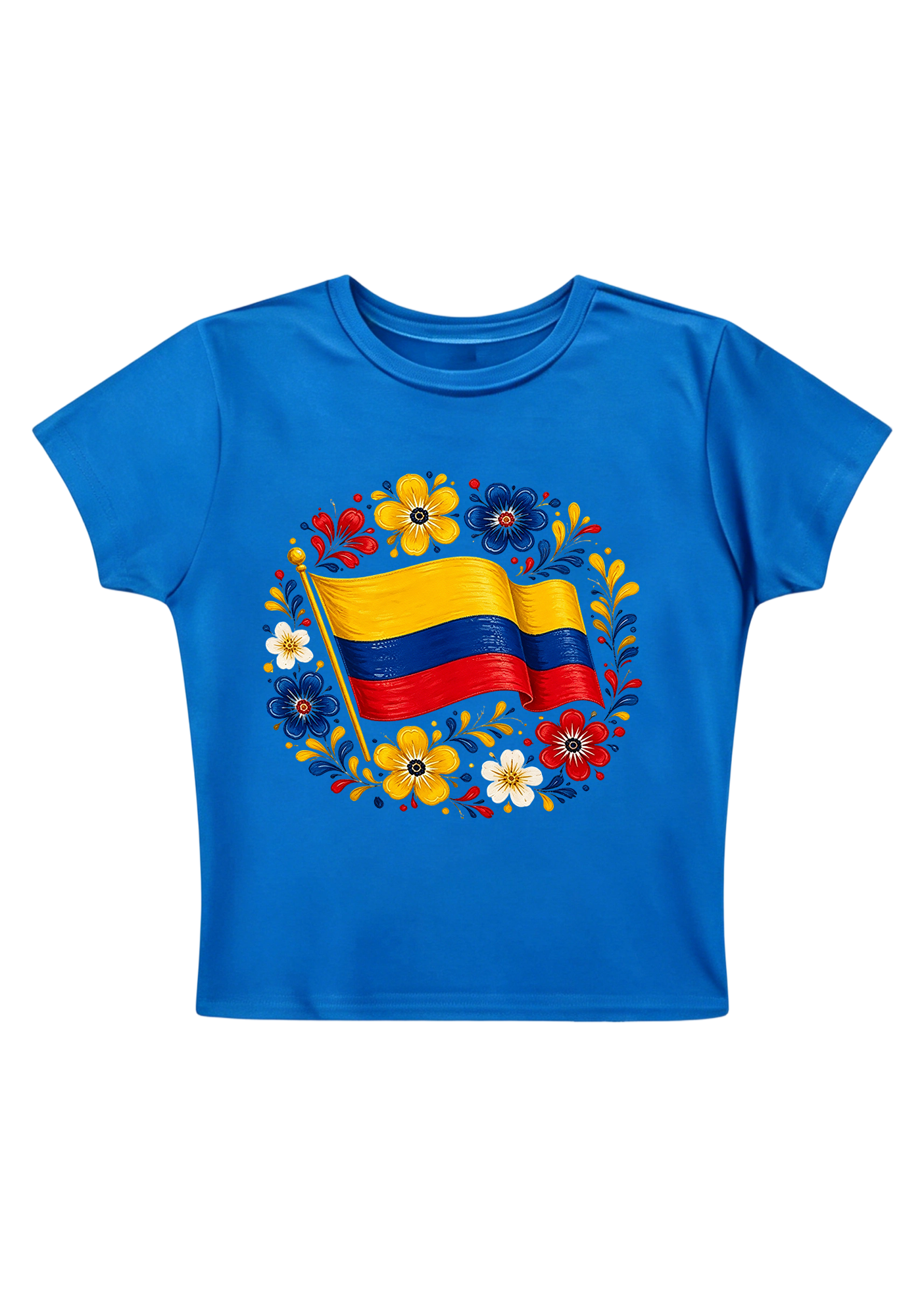 Colombian Flag Folk Art Floral Y2K Baby Tee