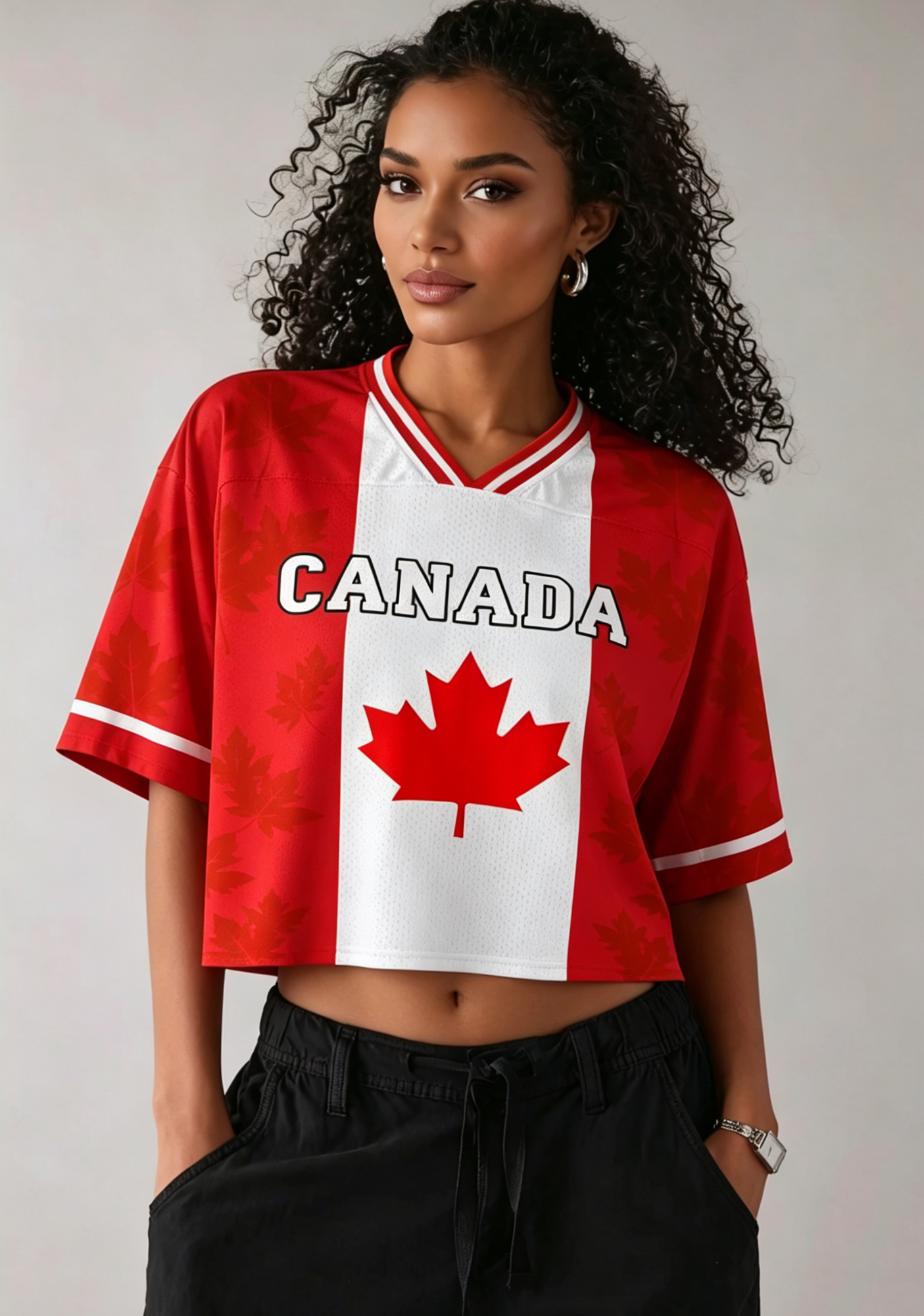 Canada Maple Leaf National Pride Cropped Mesh Jersey Shirt