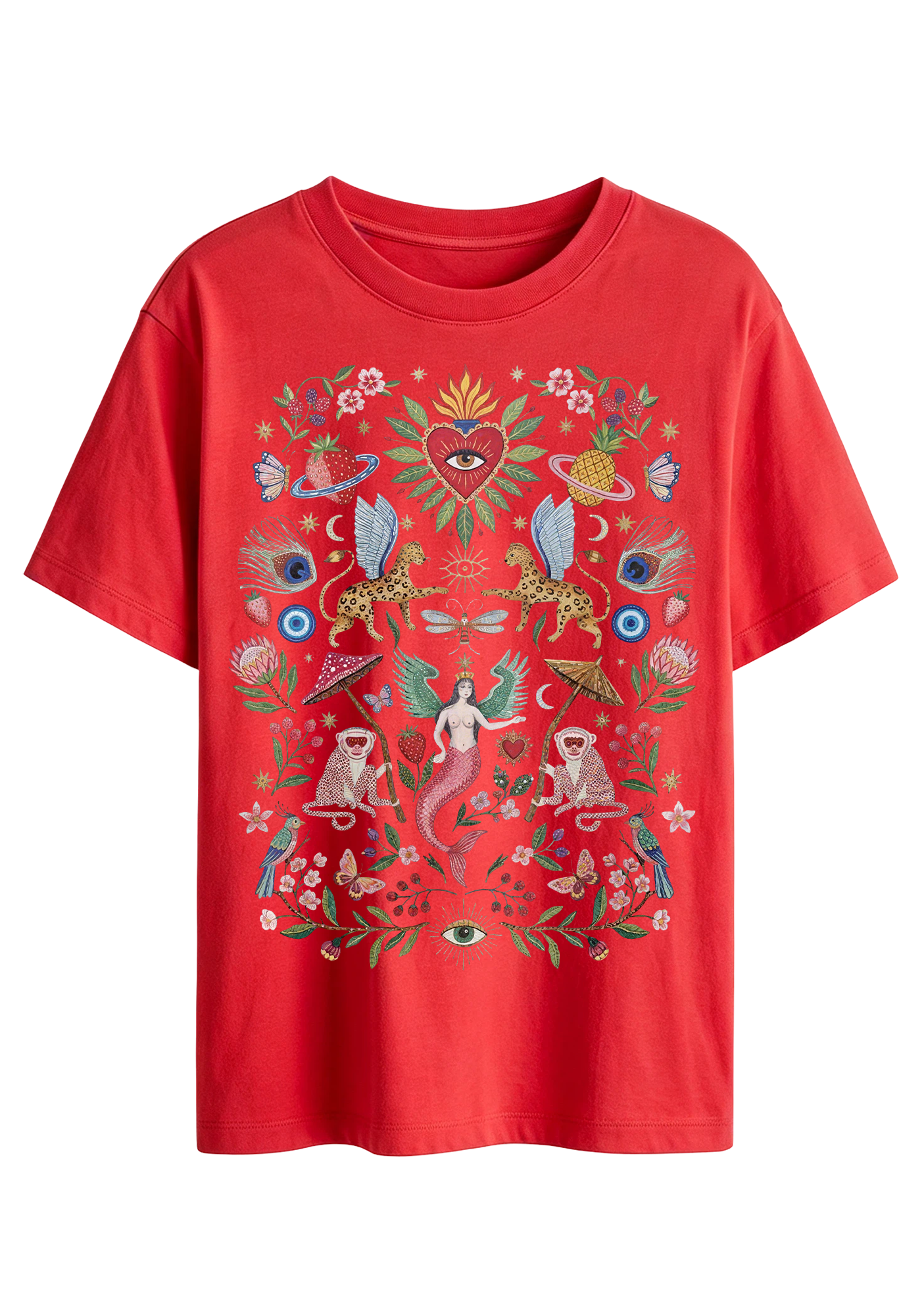 Mystical Folk Art Mermaid Graphic T-Shirt