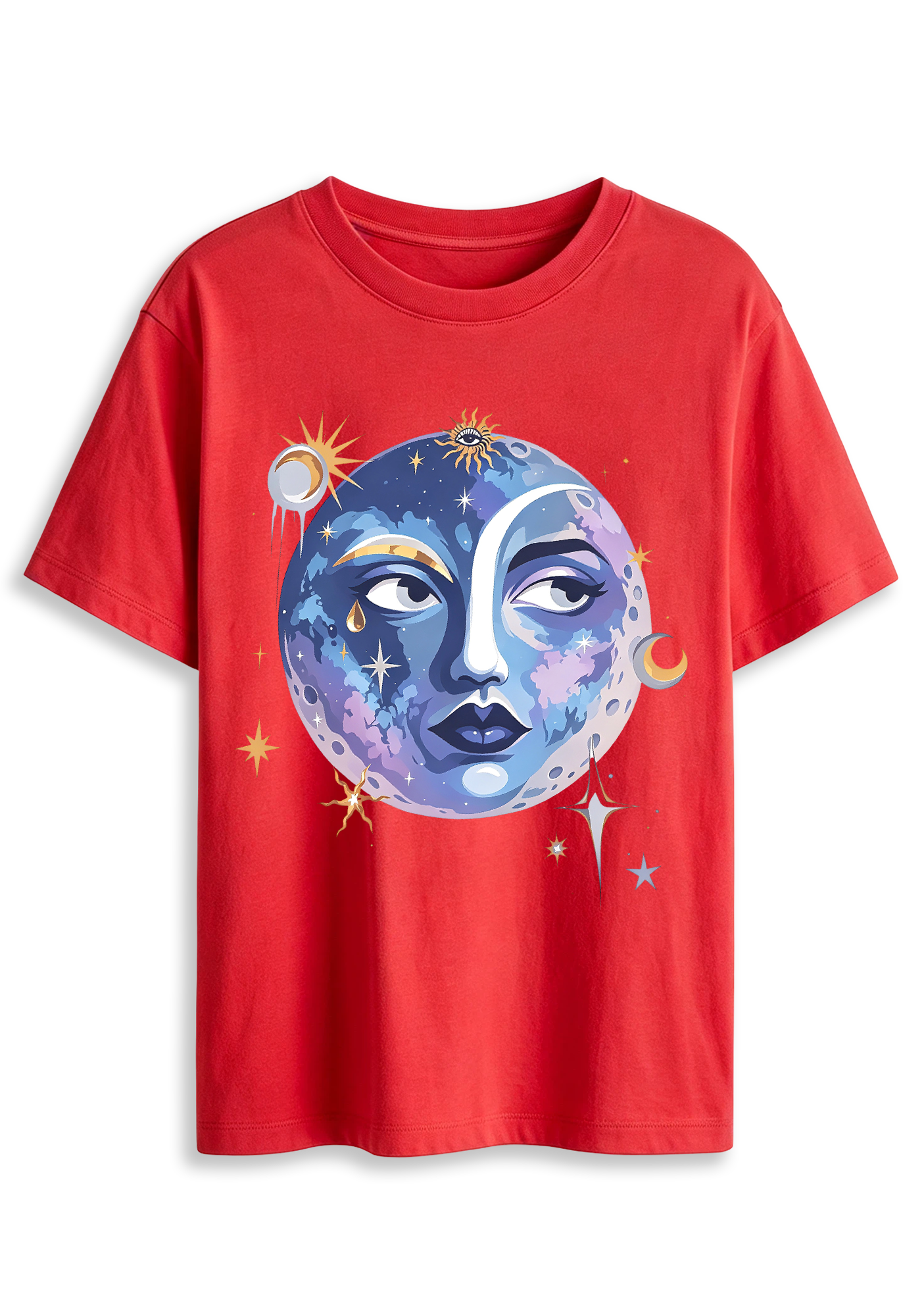 Purple Blue Planet Star Mystic Casual Graphic T-Shirt