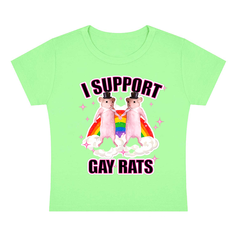 I Support Gay Rats Y2k Baby Tee