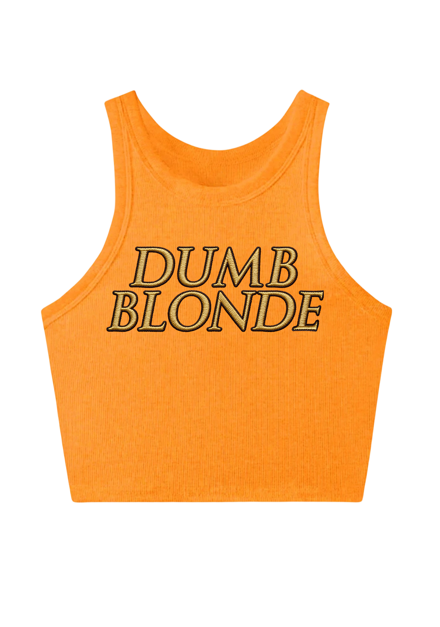 Dumb Blonde Embroidery Y2K Crop Tank Top