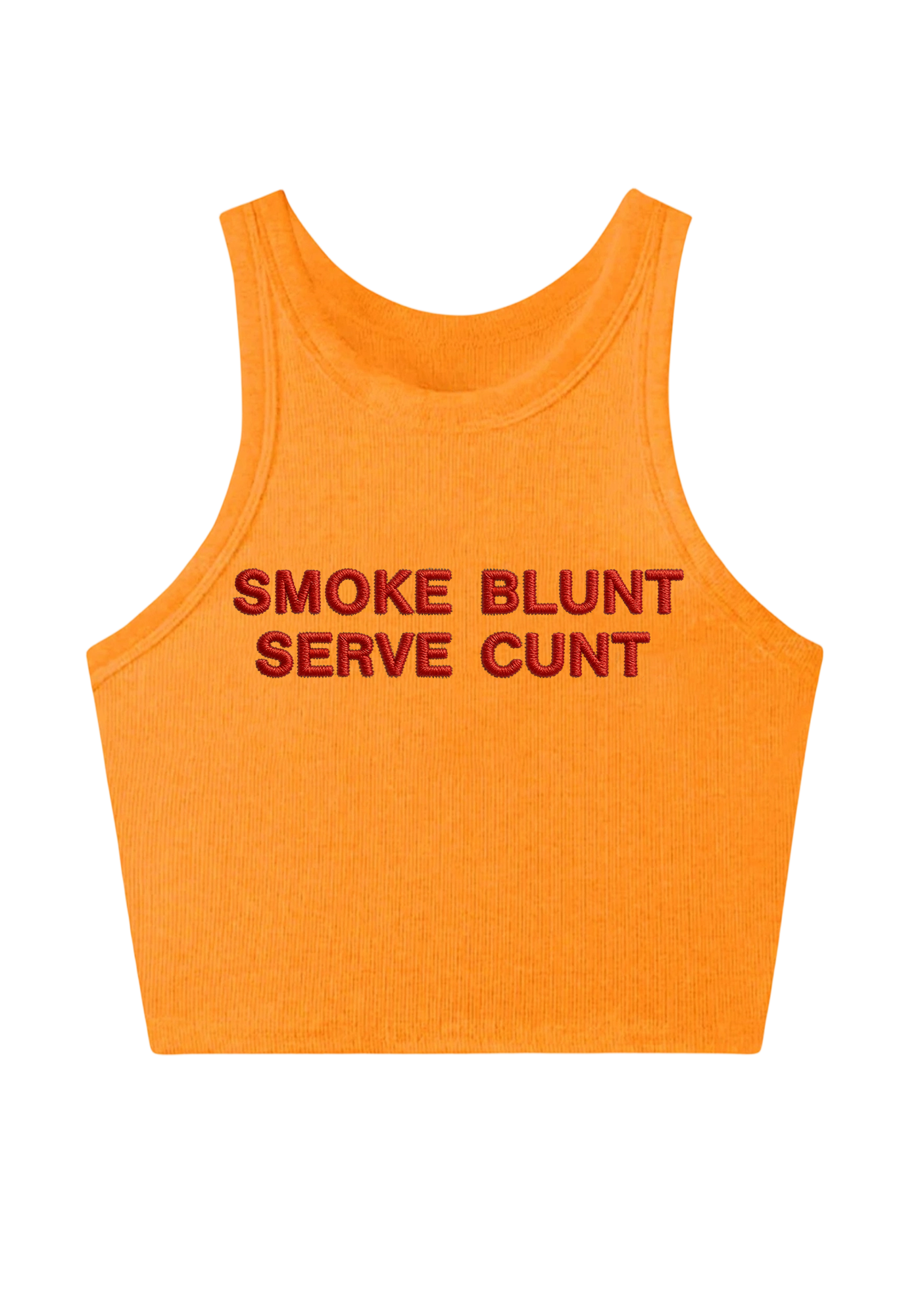 Smoke Blunt Serve Cunt Embroidery Y2K Crop Tank Top