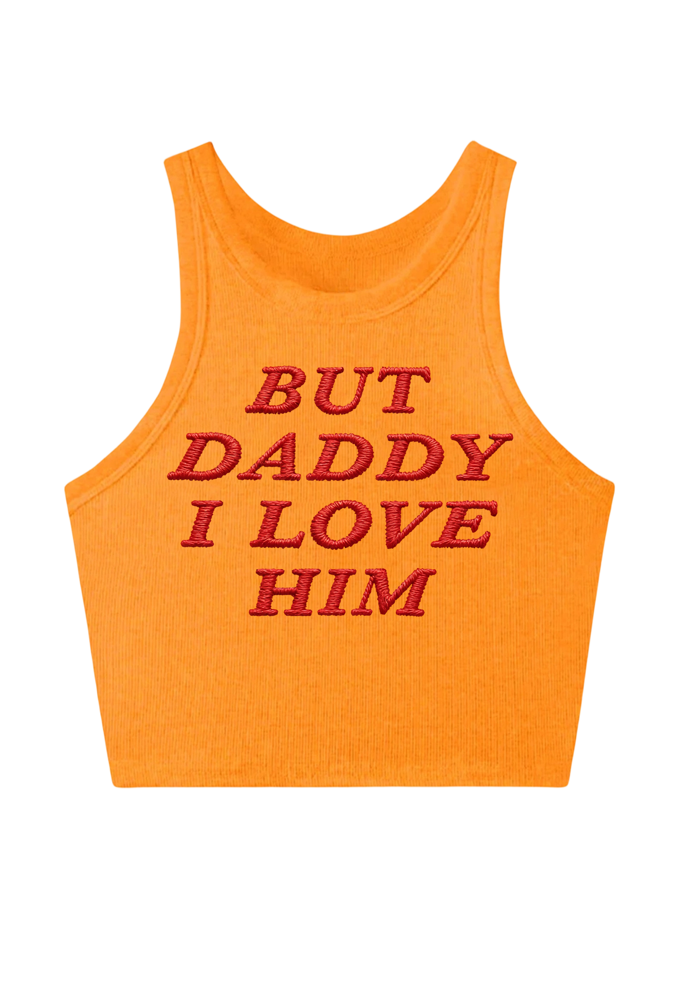 Daddy l love him Embroidery Y2K Crop Tank Top