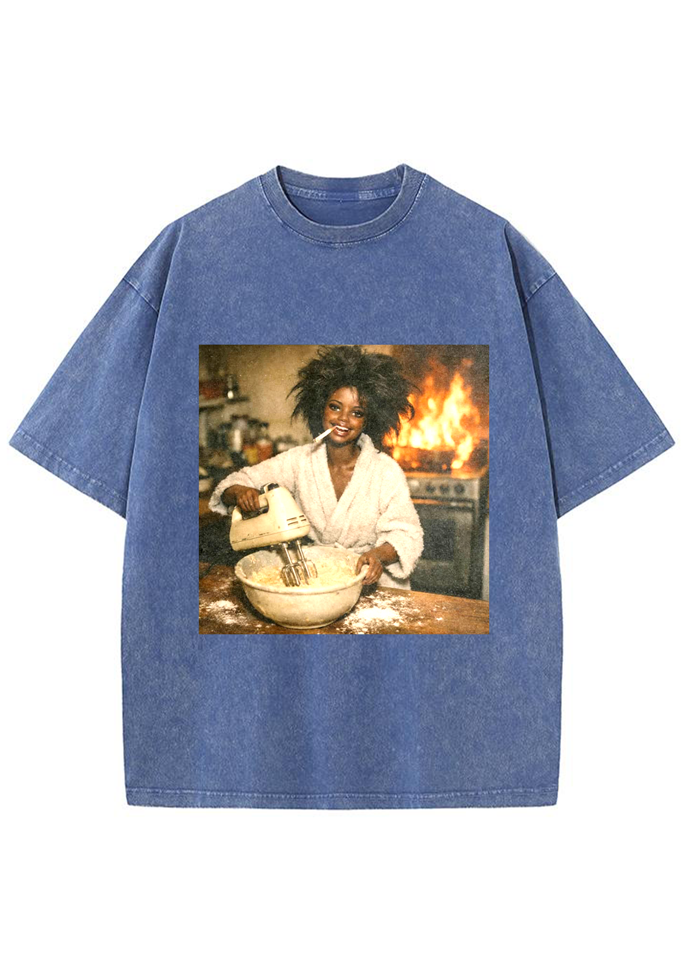 Fire Baker Funny Print Y2K Washed Tee
