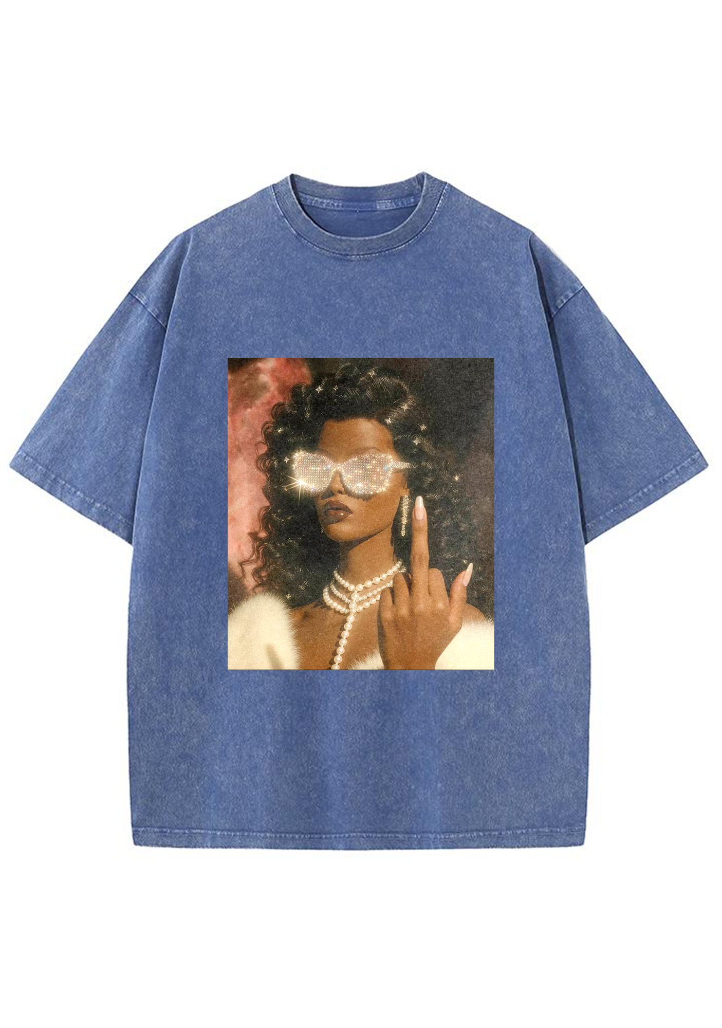 Diamond Shades Middle Finger Retro Y2K Washed Tee