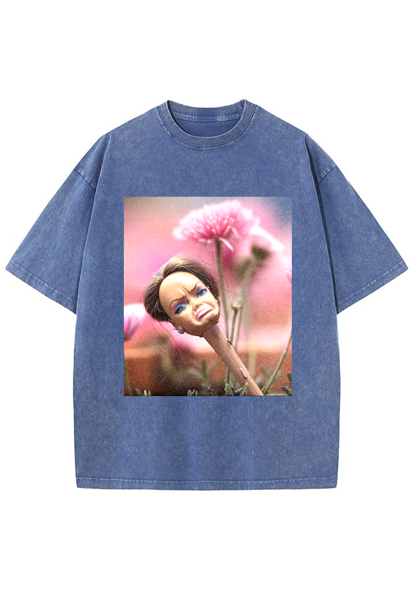Pouty Barbie Flowerbed Meme Y2K Washed Tee