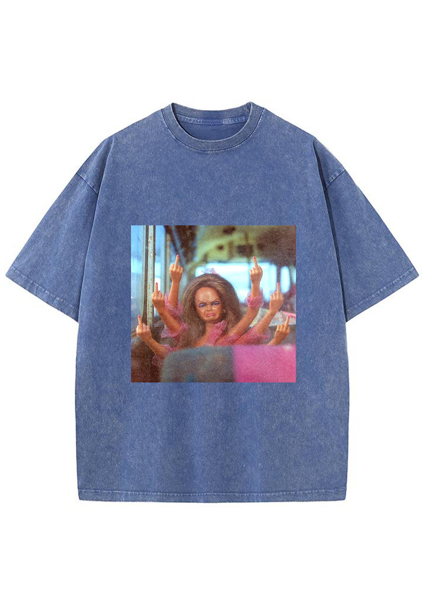 Y2K Aesthetic Zero Fucks Given Barbie Washed Tee