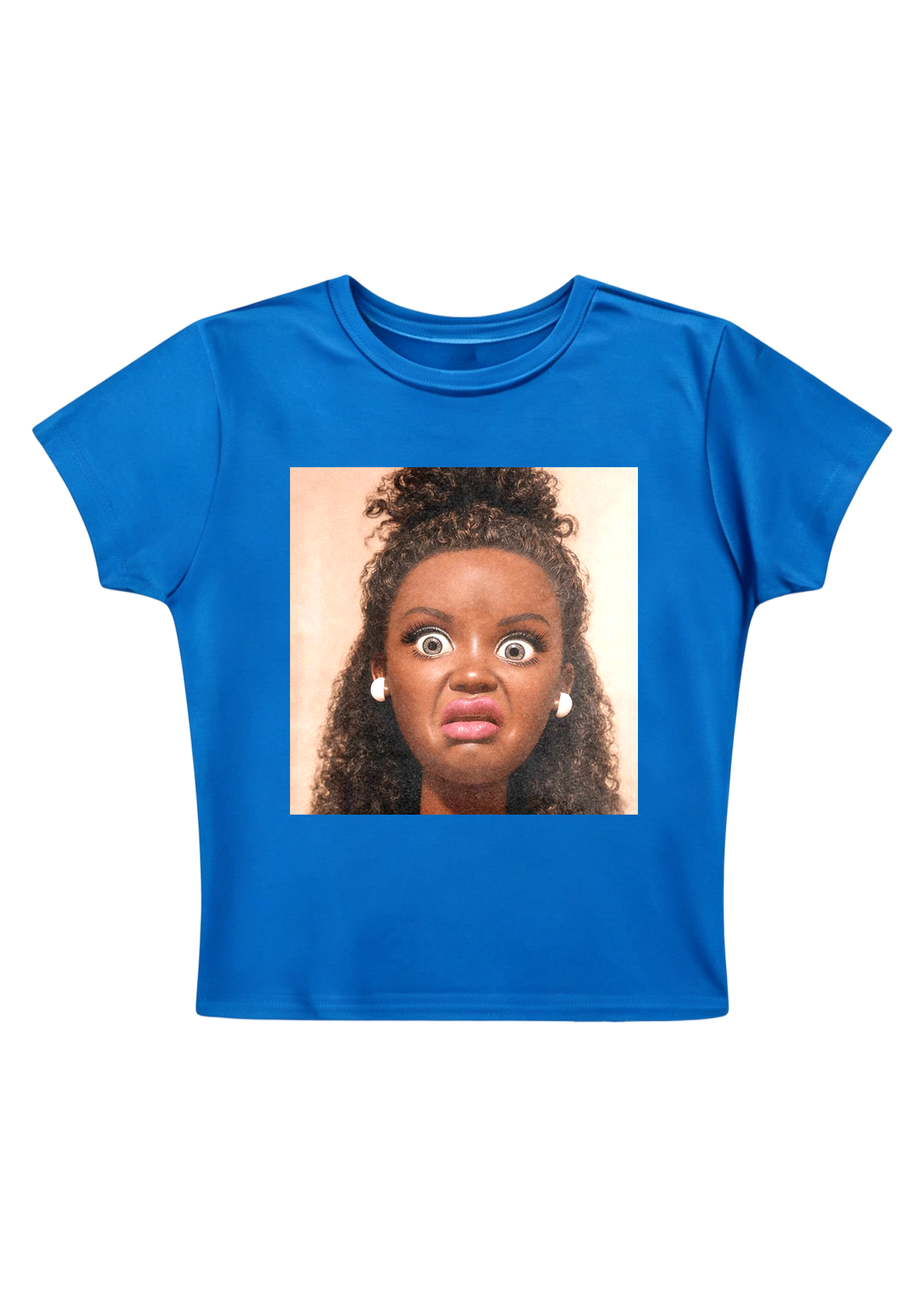 Shocked Face Doll Funny Y2K Baby Tee
