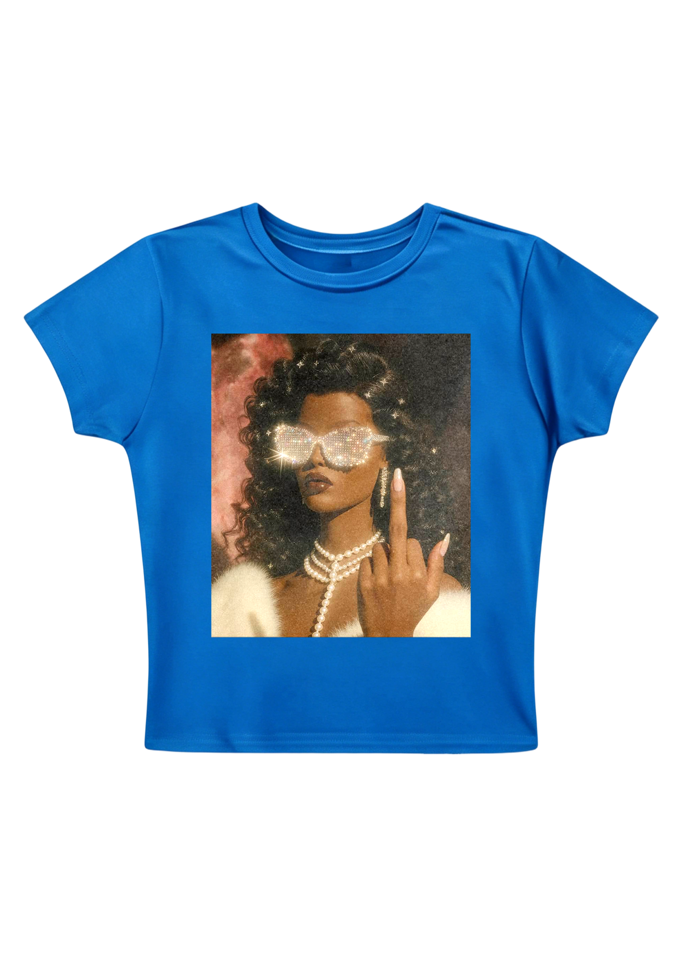 Diamond Shades Middle Finger Y2K Baby Tee
