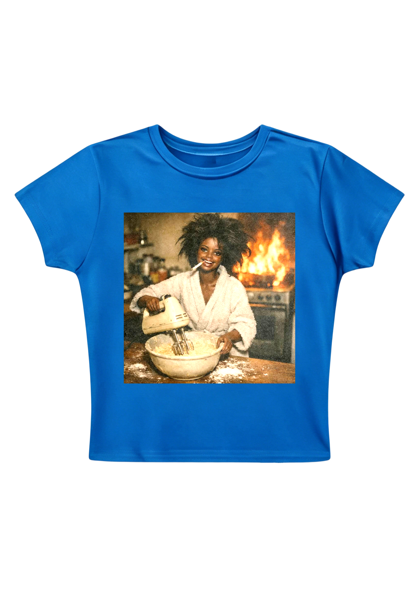 Fire Baker Funny Print Y2K Baby Tee
