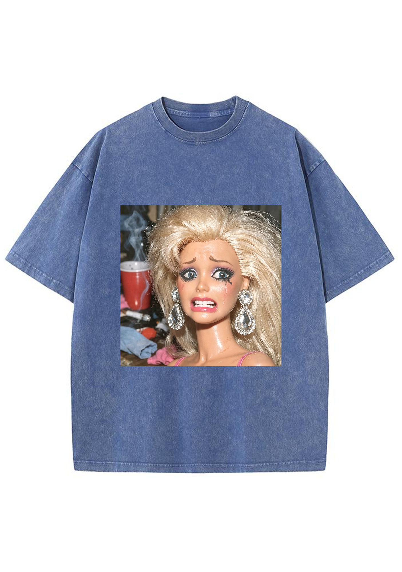 Crying Party Barbie Meme Washed Tee