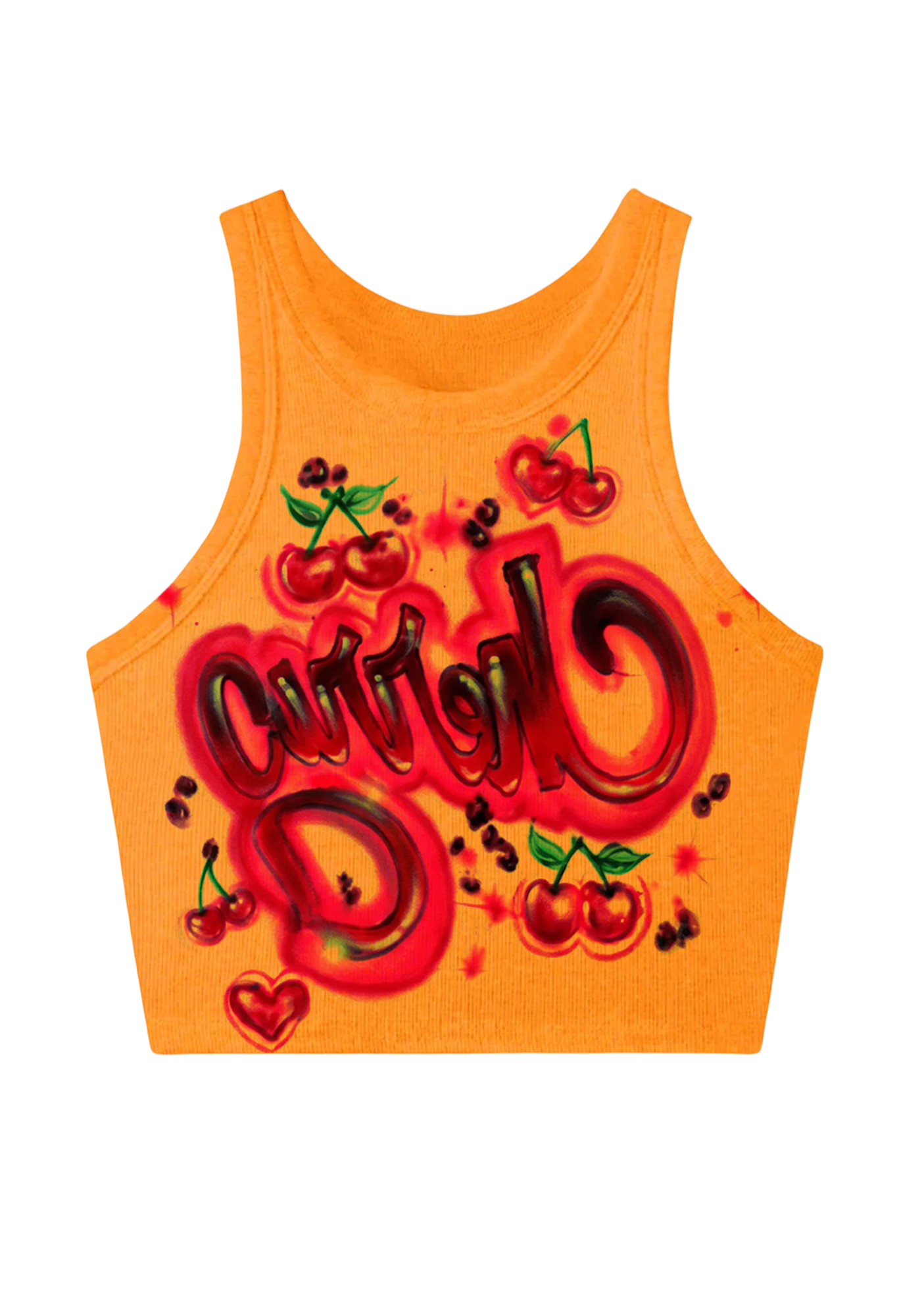 Graffiti Cherry Curvy D Bright Y2K Crop Tank Top
