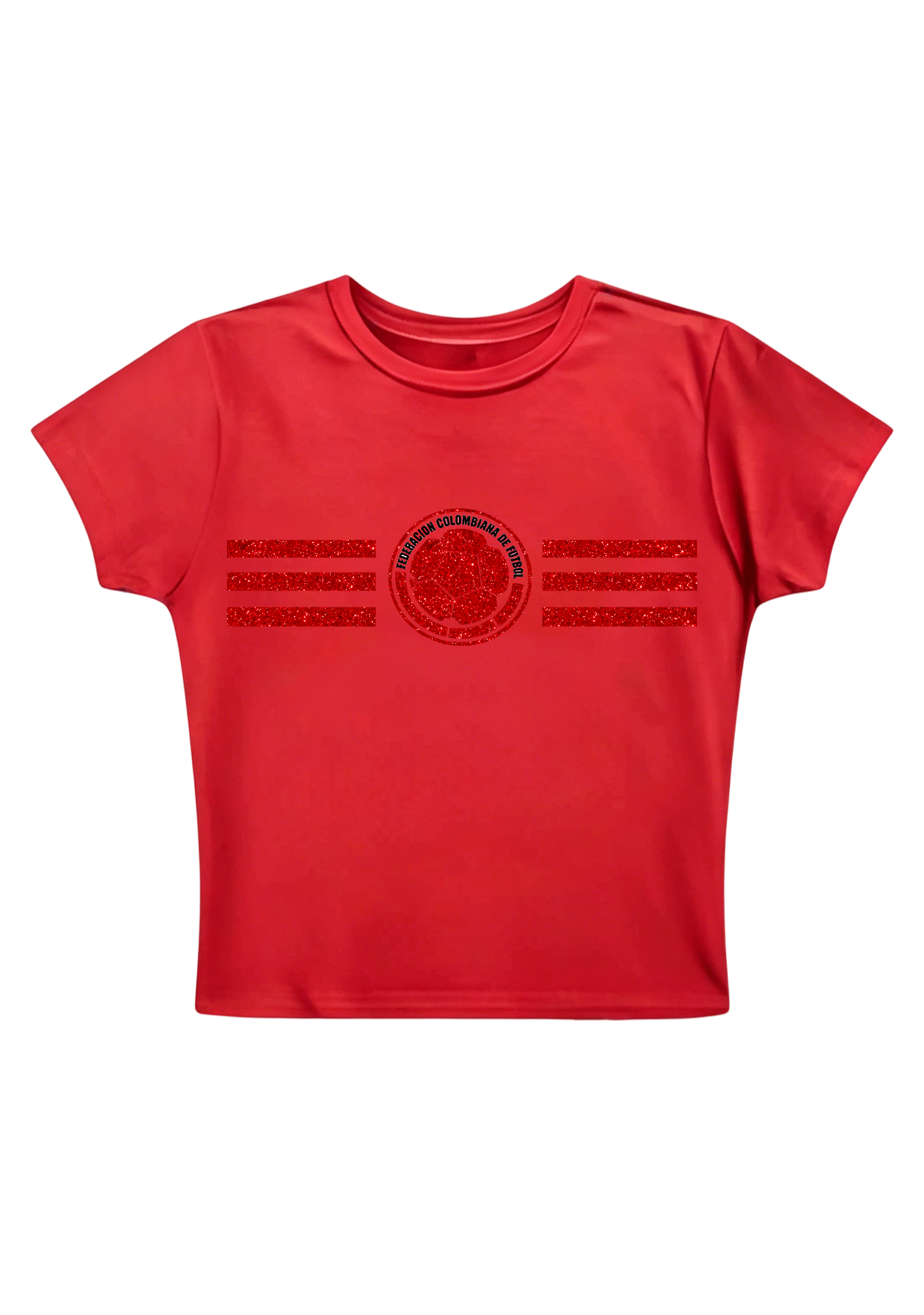 Colombia Football Red Glitter Y2K Baby Tee