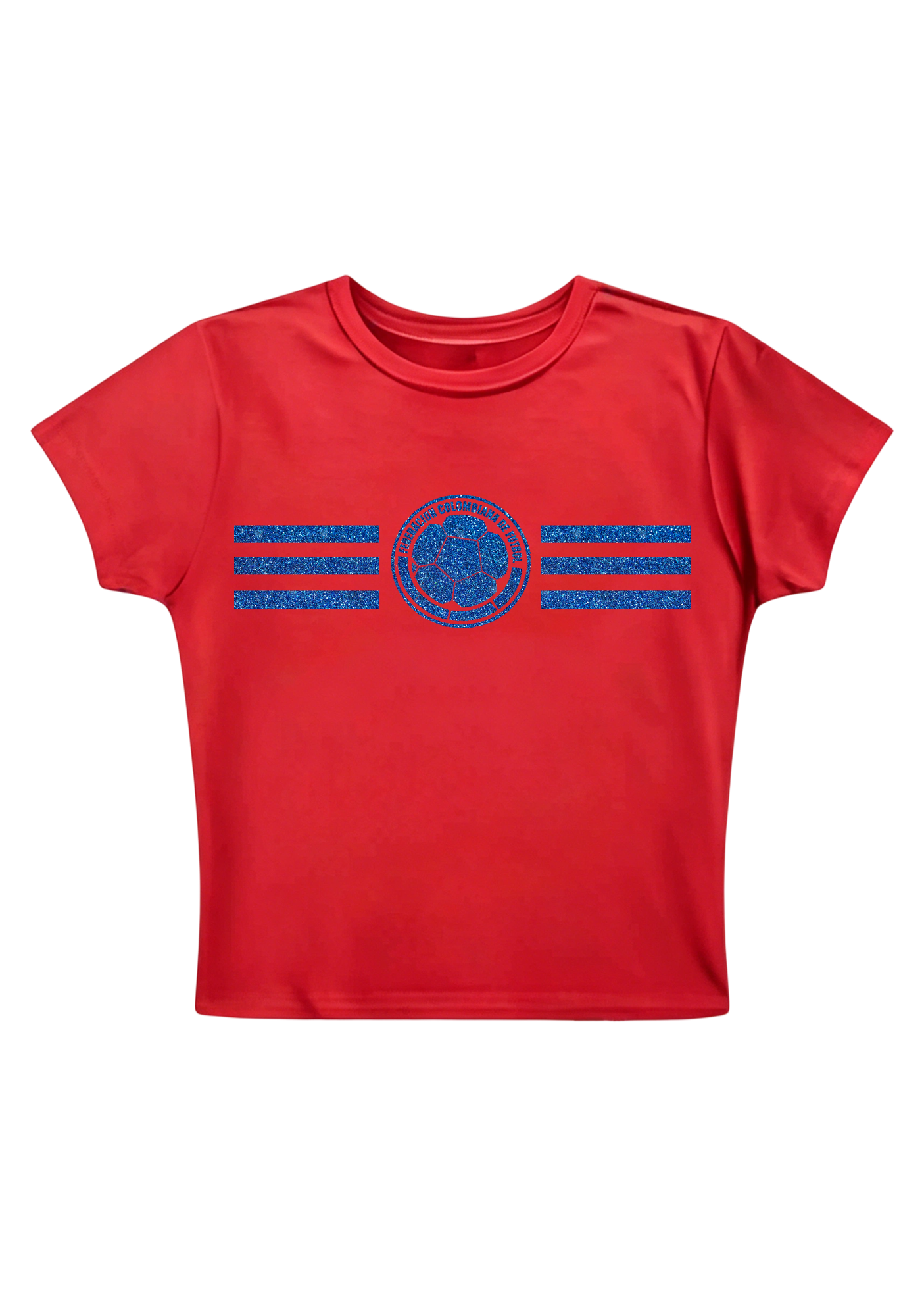 Colombia Football Blue Glitter Y2K Baby Tee