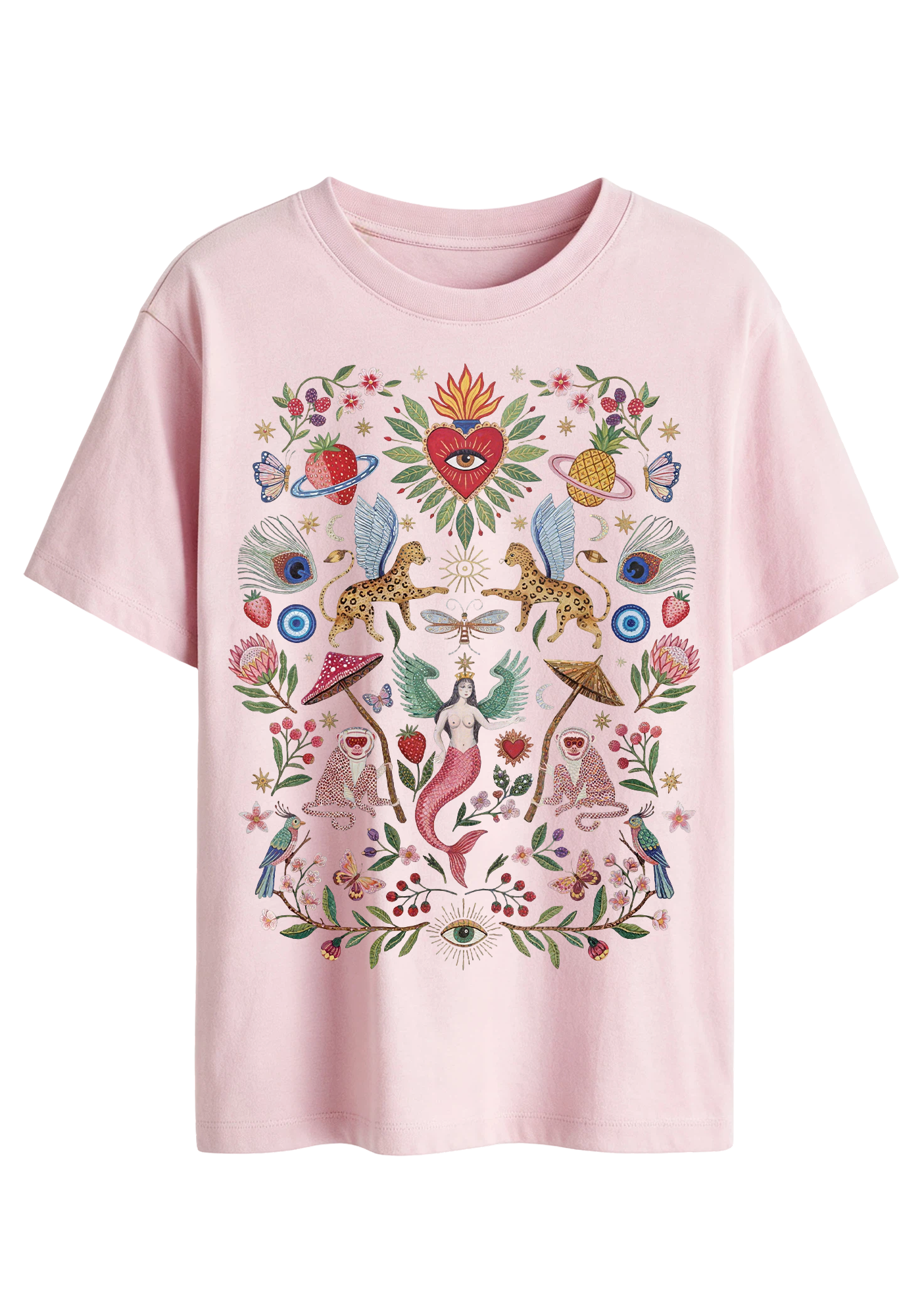 Mystical Folk Art Mermaid Graphic T-Shirt