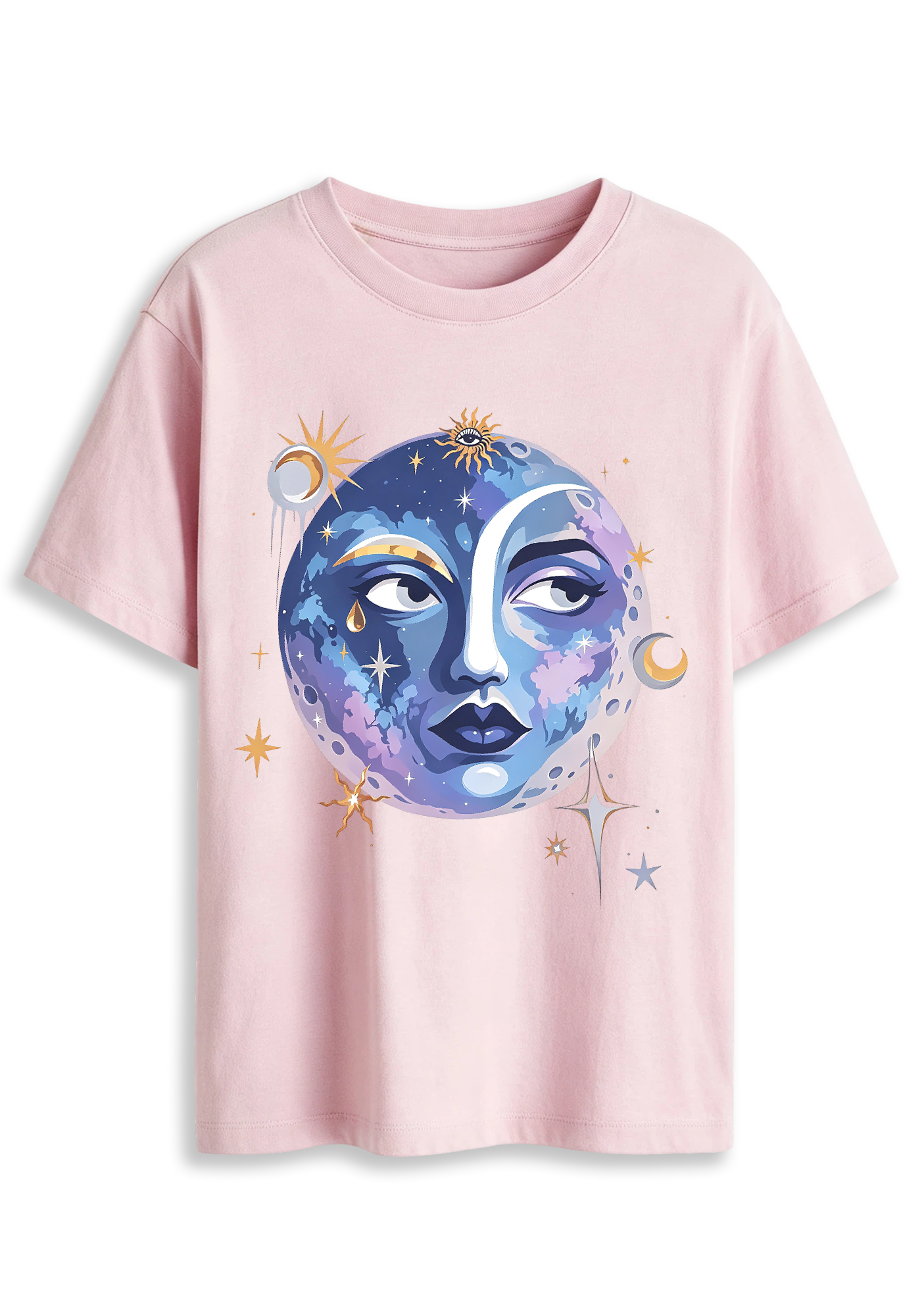 Purple Blue Planet Star Mystic Casual Graphic T-Shirt