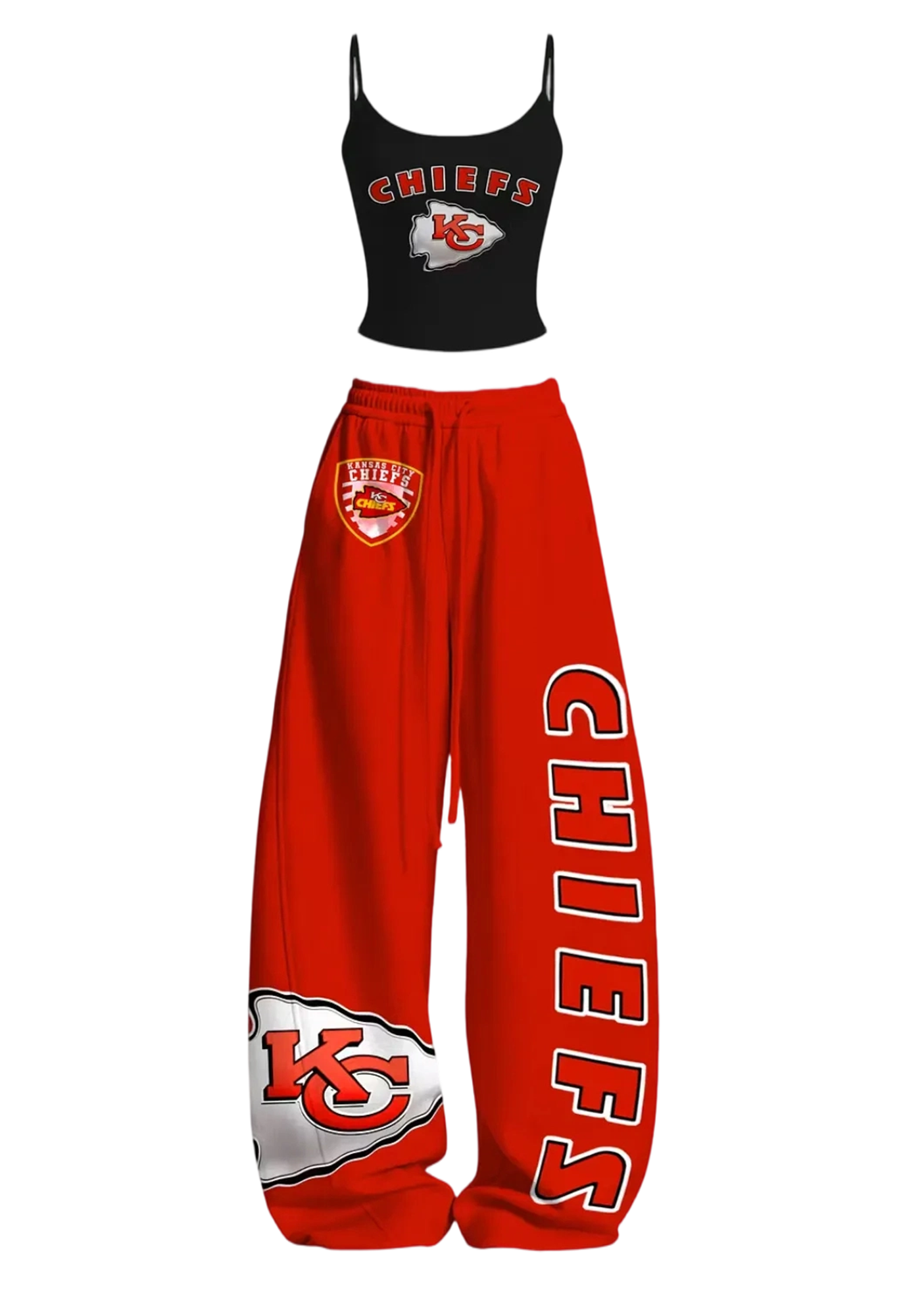 Kansas City Chiefs KC Arrowhead Logo Tops & Elasticated Trousers Two-Piece Set
