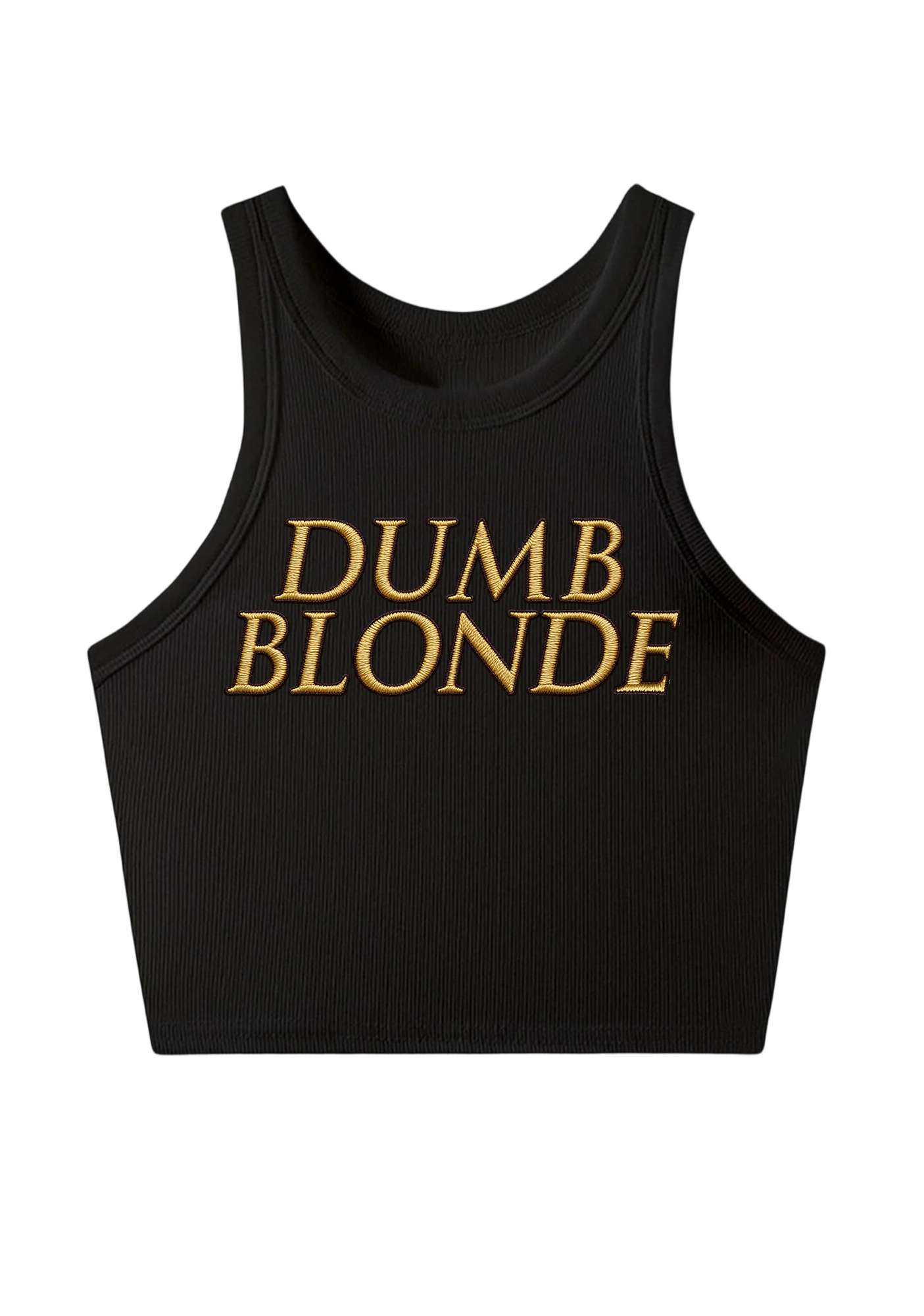 Dumb Blonde Embroidery Y2K Crop Tank Top