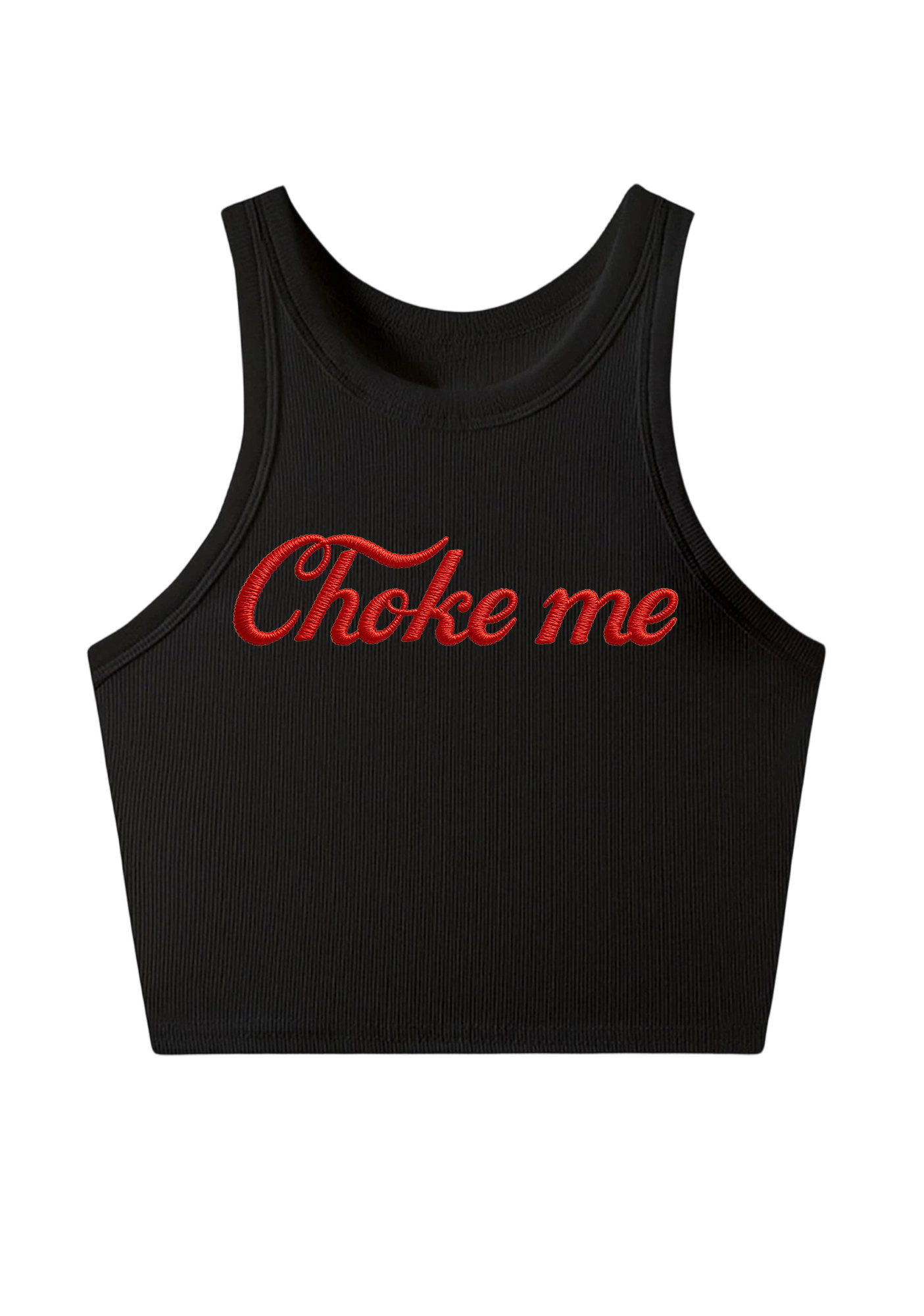 Choke Me Embroidery Y2K Crop Tank Top