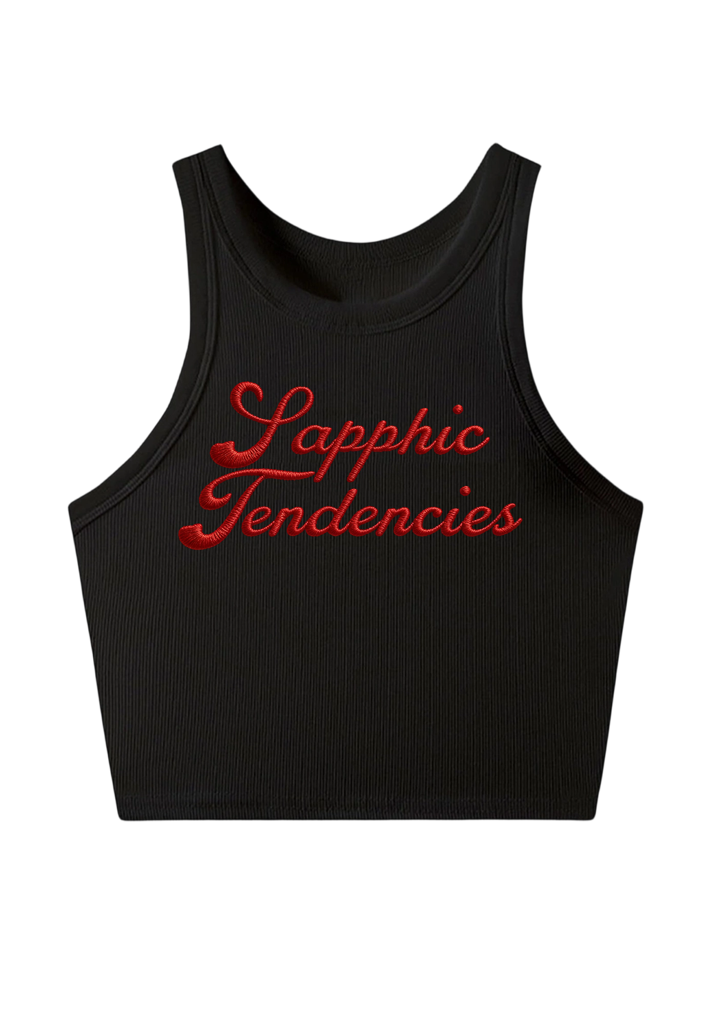 Sapphic Tendencies Embroidery Y2K Crop Tank Top