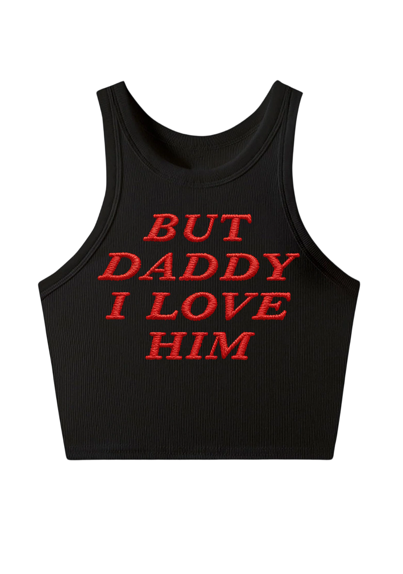Daddy l love him Embroidery Y2K Crop Tank Top