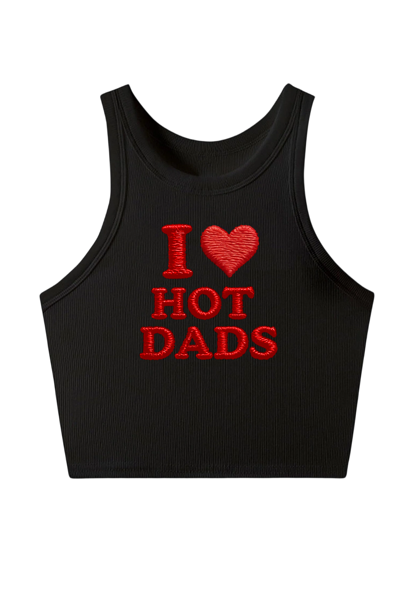 l love Hot Dad Embroidery Y2K Crop Tank Top