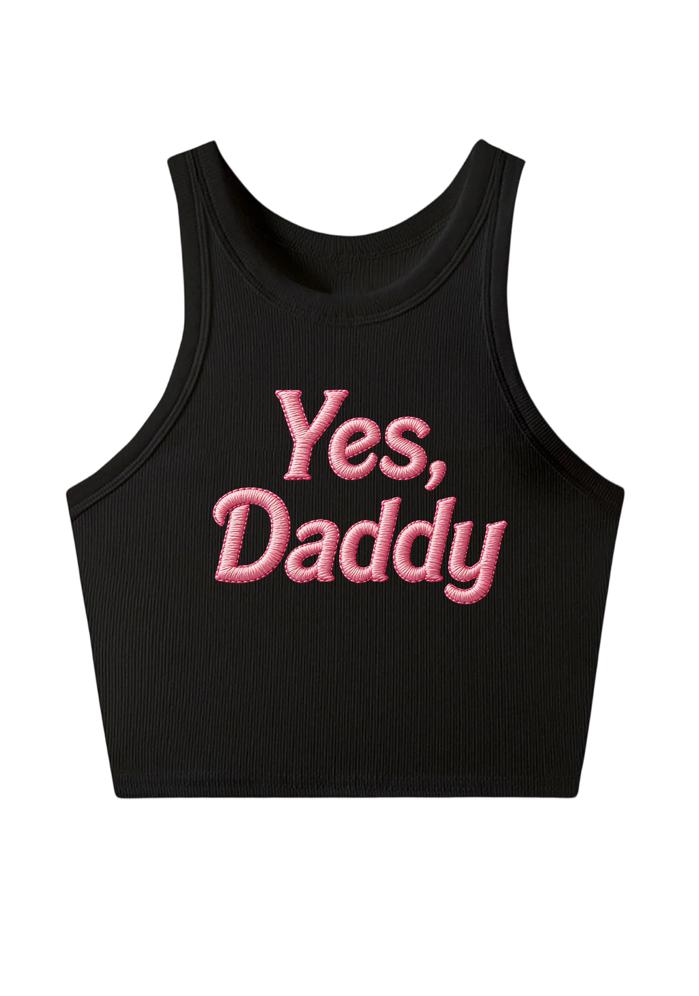  love Hot Dad Embroidery Y2K Crop Tank Top