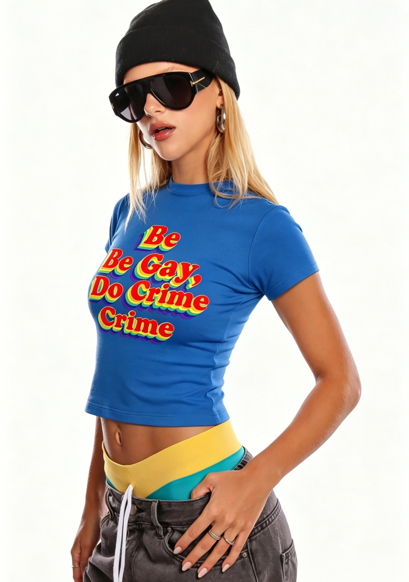 Be Gay Do Crime Y2K Baby Tee