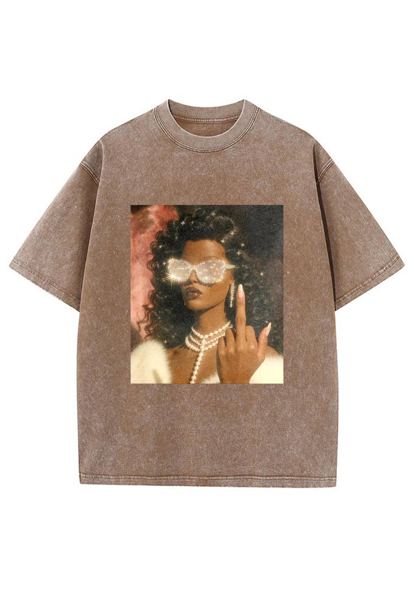 Diamond Shades Middle Finger Retro Y2K Washed Tee